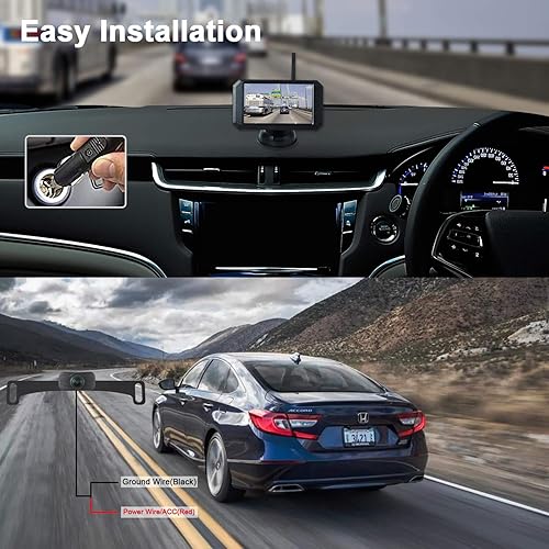 Miniatura 5 de Cámara de respaldo inalámbrica para coche/camión/remolque/camioneta/SUV/cámper, monitor 720P de 5 pulgadas, estabilidad de señal digital, fácil