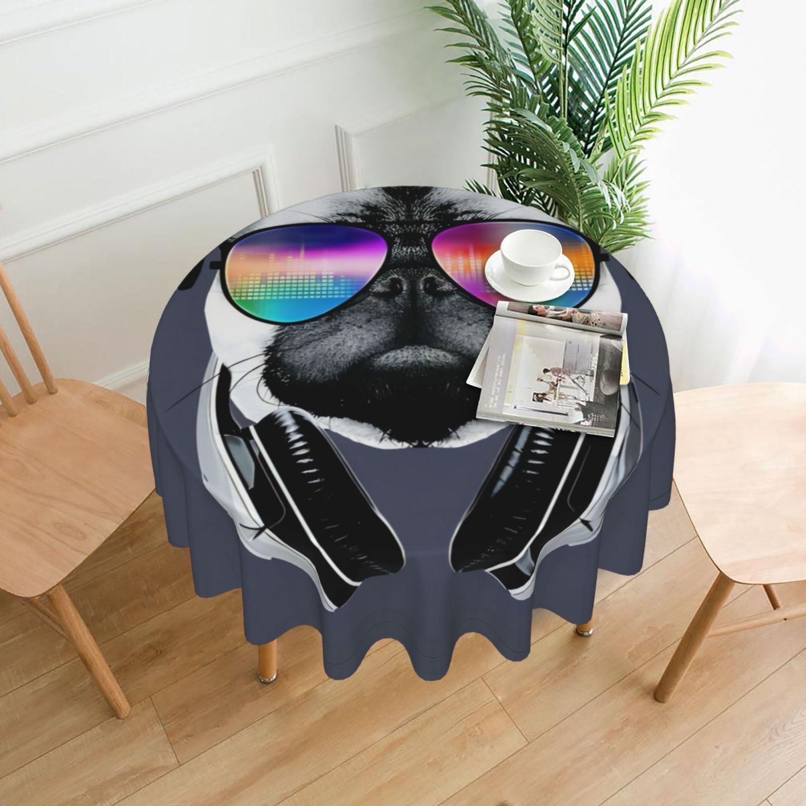 hhxvcv Eye Dog Round Tablecloth – Dining Table Cover