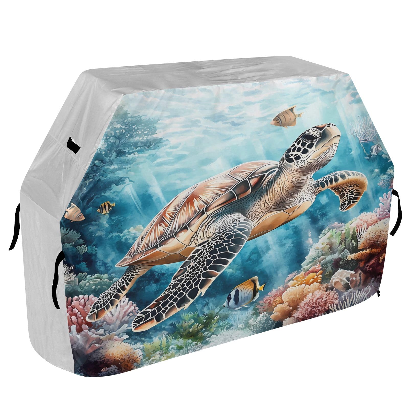 Grillabdeckung für den Außenbereich, hochwertig, strapazierfähig, wasserdicht, reißfest, witterungsbeständig, UV-beständig, 165,1 cm, Aquarell-Seal-Fisch
