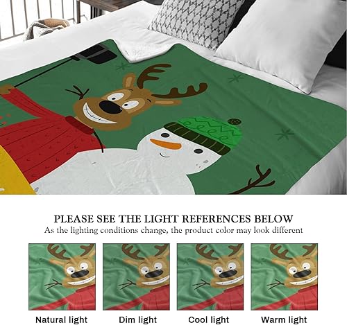 Miniatura 3 de Cartoon Throw Blanket Happy Holiday Merry Christmas Funny Snowman Living Room Bedroom Washable Cozy Flannel Christmas Home Decor Couch