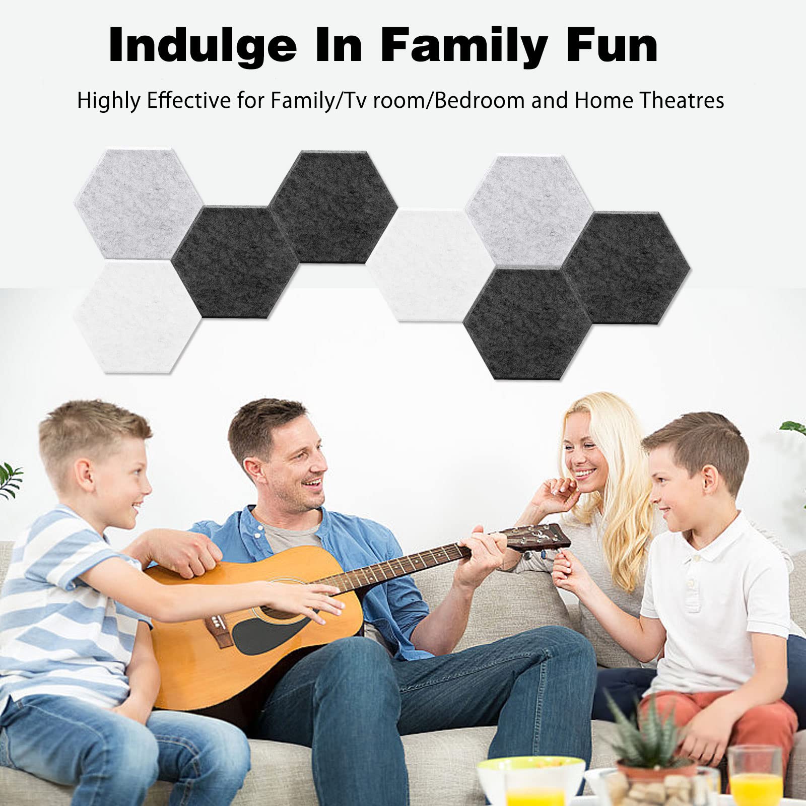 Pannelli Fonoassorbente Esagonale Autoadesiva, Deecam 30X26X1 CM Isolamento Acustico Alta Densità, Ignifugo/Isolamento Acustico/Decorazione, Decorazione e Trattamento Acustico Porta/Parete/Soffitto