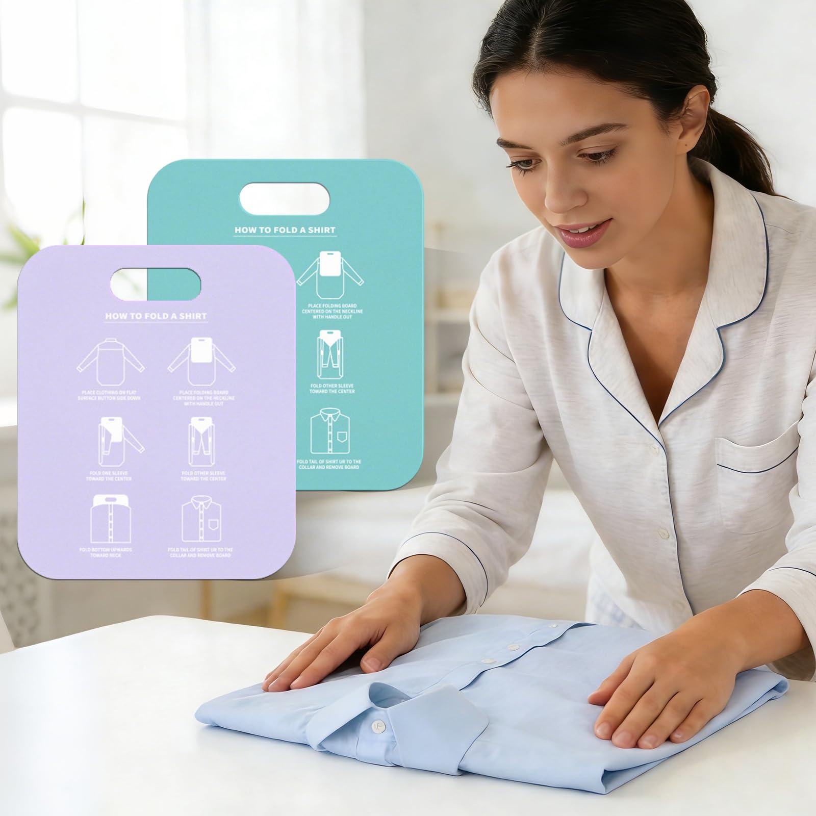 Tavola Pieghevole per Camicie,Organizer Pieghevole a 2 Pezzi per Camicie e Magliette, Resistente, per Adulti e Bambini (30,5 x 25,3 x 0.1 Cm)
