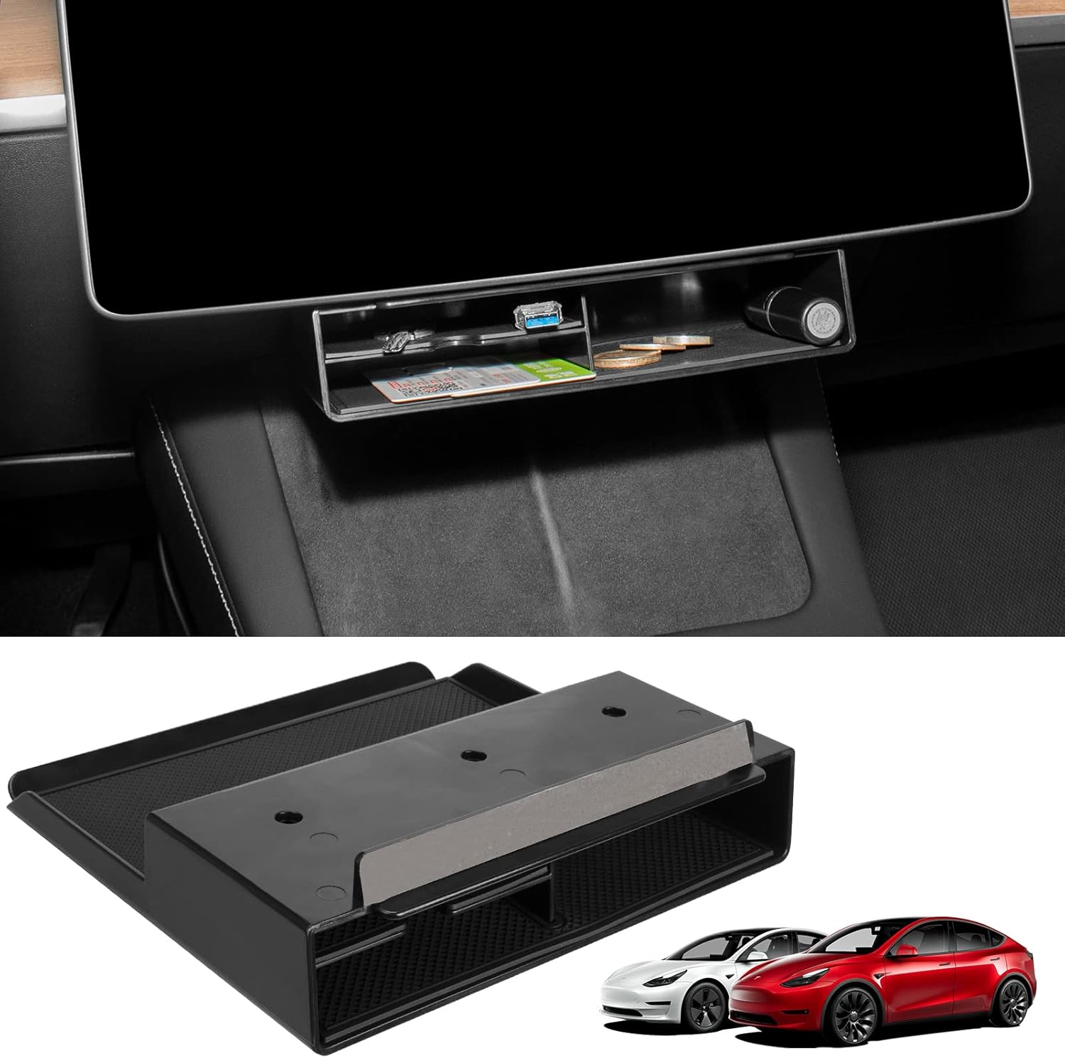 Basenor Tesla Model Y Model 3 Center Console Organizer Under Central