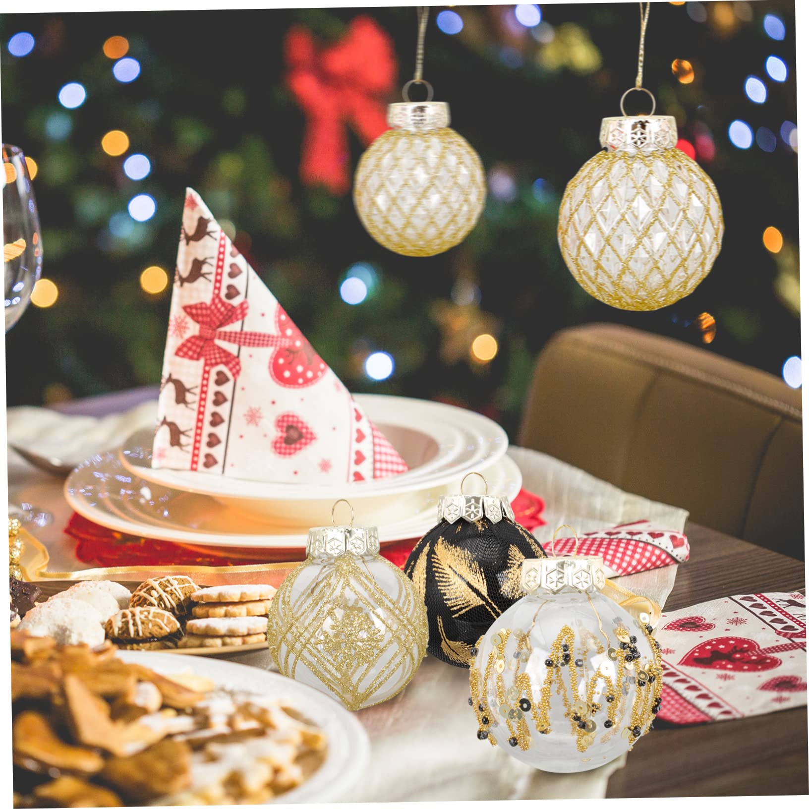 DECHOUS Bruchsichere Weihnachtskugeln in Schwarz aus Kunststoff 25 Stück als Hängende Weihnachtsdekoration für Festliche Anlässe und Garten