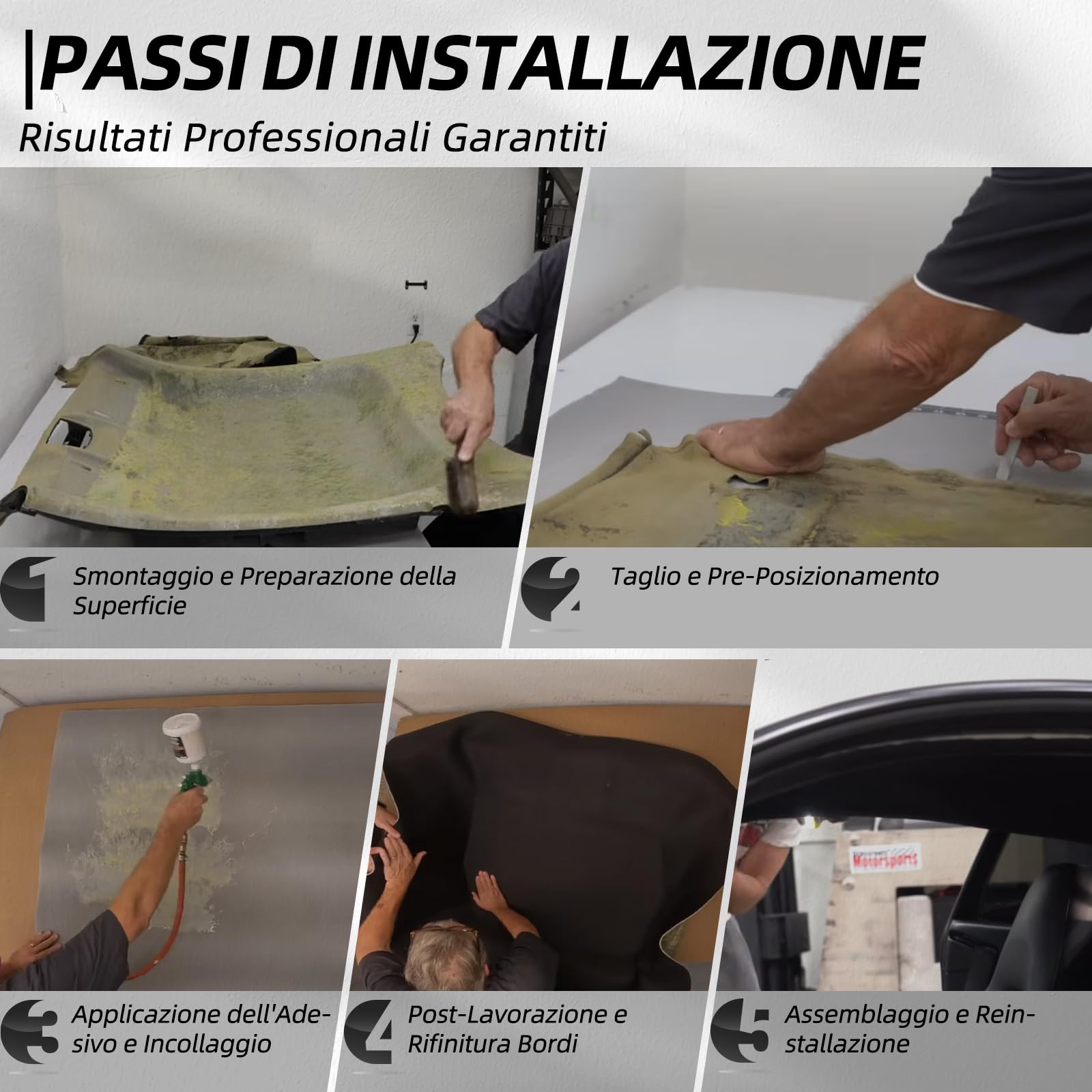 Tettoia in camoscio con dorso in schiuma per interni dell'auto, adatto per la sostituzione di cieli auto, camper, campervan e progetti fai da te (200,7 x 152,4 cm) (nero)