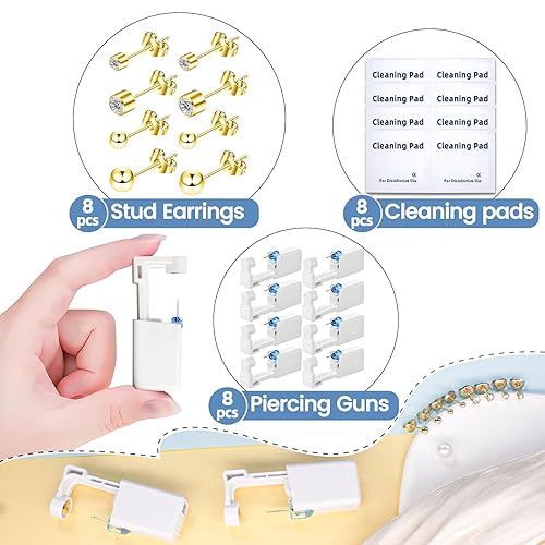 Miniatura 9 de Obtén el piercing perfecto para la oreja con el kit de 24 piercings de oreja de alta calidad, incluye 8 aretes de diamantes de circonita cúbica