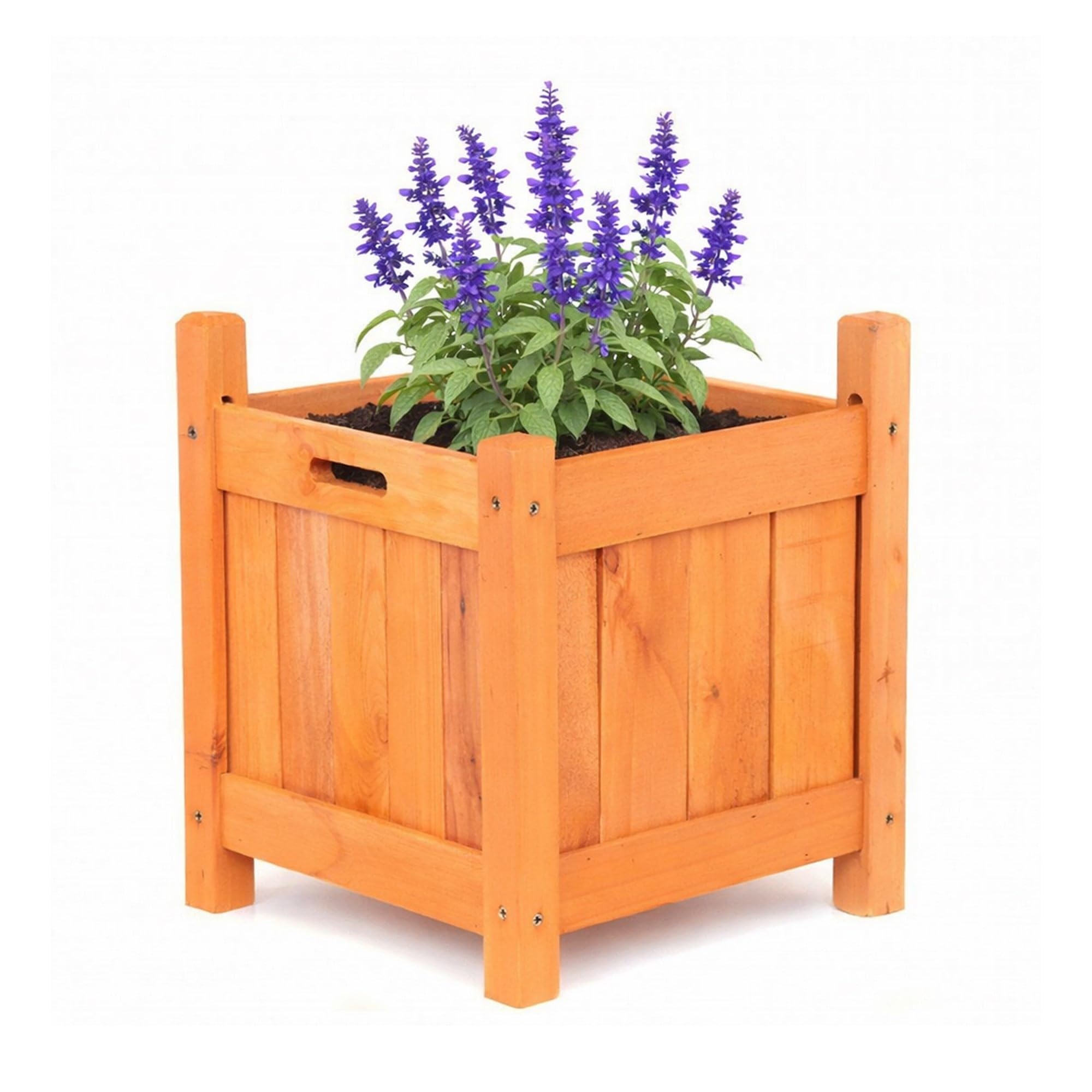 Oypla Garden Wooden Square Flower Planter Ornamental Plant Pot