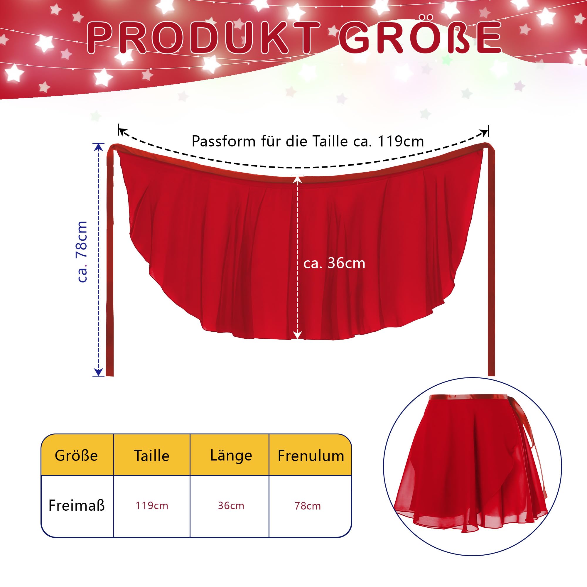 MUNAFIE Robe de Ballet pour Femme - Taille réglable - en Mousseline de Soie - Jupe enveloppante - Jupe de Danse pour Femme et Fille
