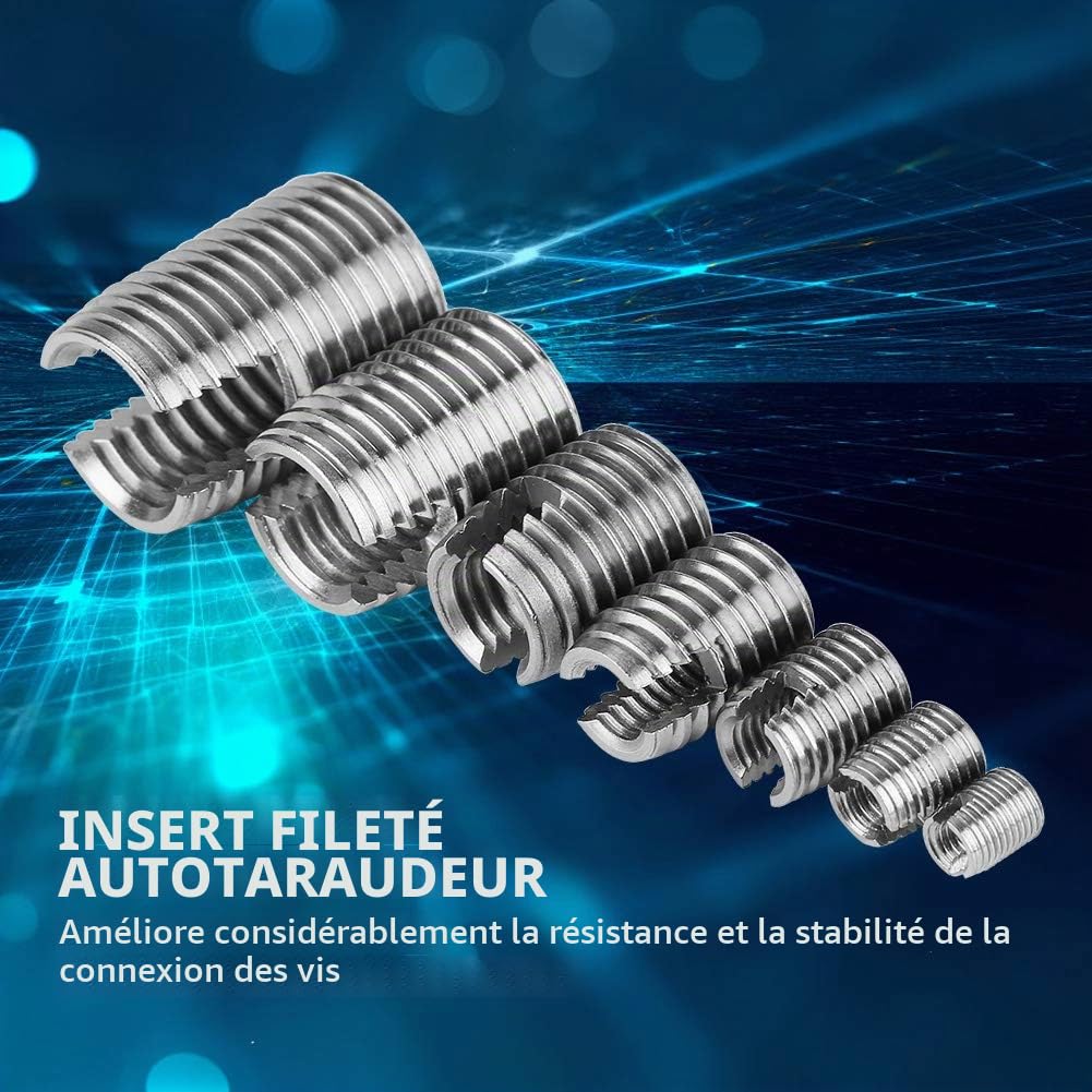 50Pcs Filetage Intérieur En Acier Inoxydable Filetage Auto-Taraudeur Inserts Filetés Renforcer l'Outil De Réparation