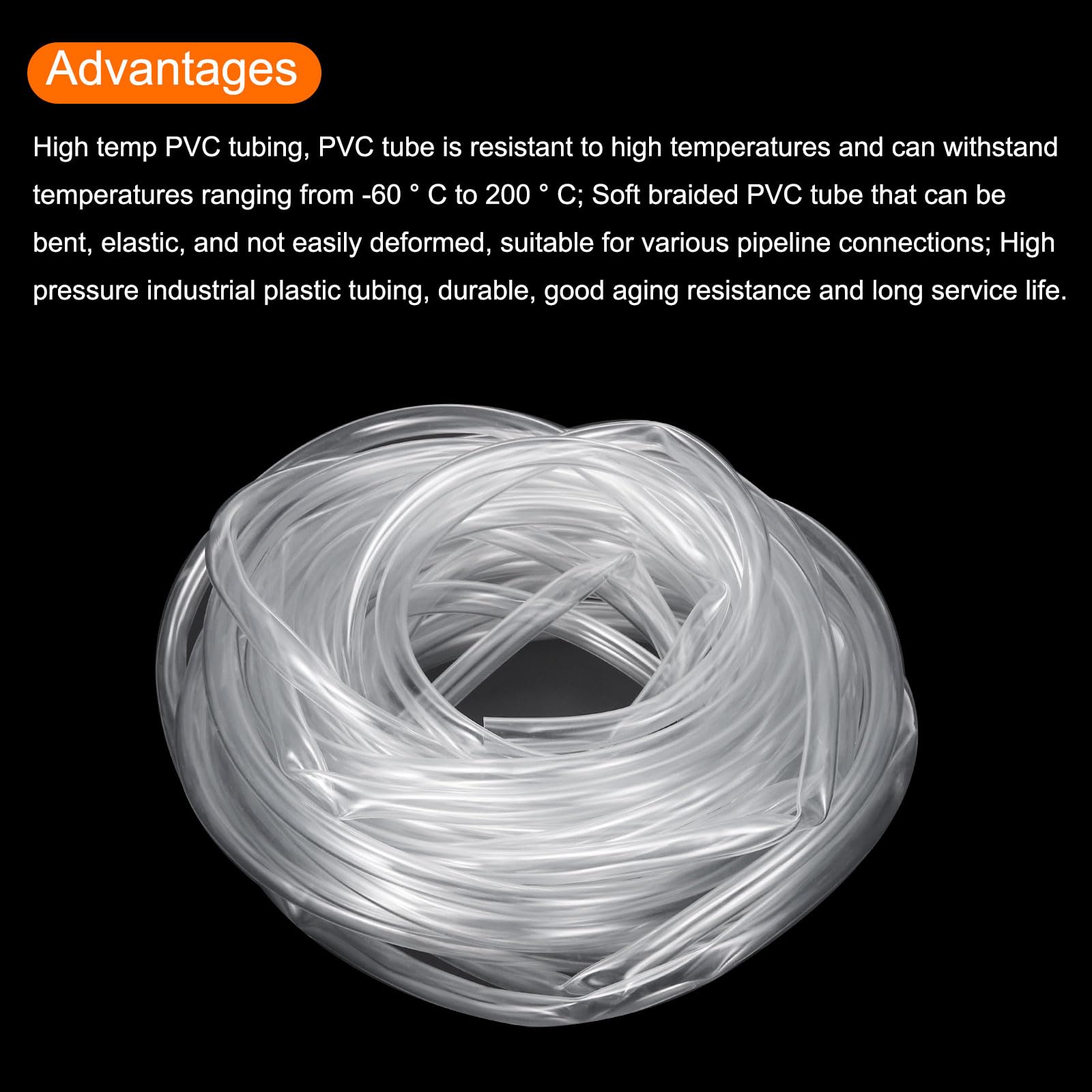 QUARKZMAN Tubo in PVC trasparente 3/8" ID 1/2" OD Tubo in plastica PVC Guarnizione flessibile per acqua 50 piedi per tubi industriali, acquari, 9,5 mm x 12,7 mm