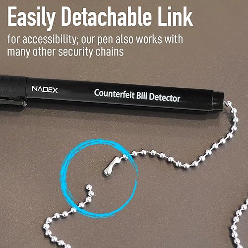 Miniatura 13 de Nadex Secure Counterfeit Pen Attaches to Counter, (Gold for Real - Black for Fake), Detect Counterfeit Bills - 4 Pen, 1 Base