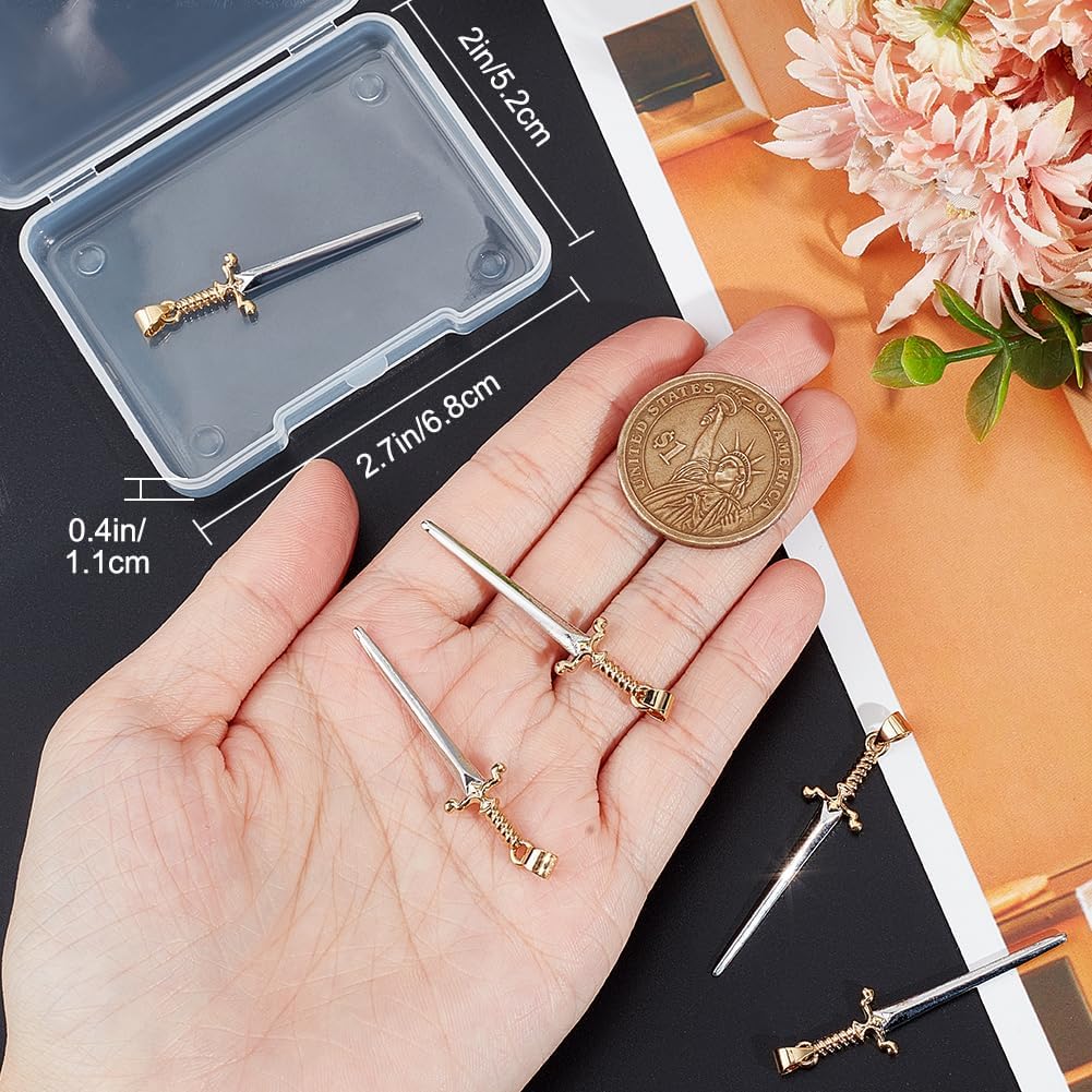 Beebeecraft 1 Box 5Pcs Sword Charm 18K Gold Plated Katana Dagger Arrow Dangle Pendants Charms for Jewellery Making DIY Necklace Earrings Bracelet Crafts Supplies - Image 3