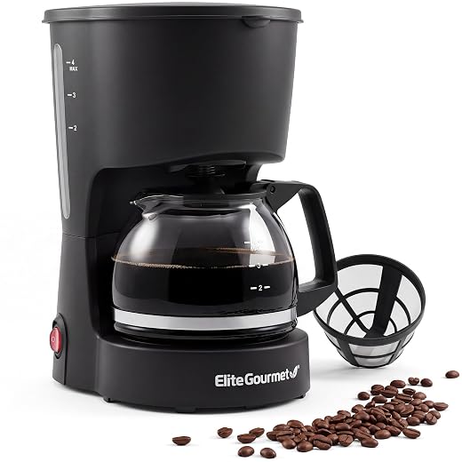 Elite Gourmet EHC4128 Automatic 4-Cup Drip Coffee Maker, Black