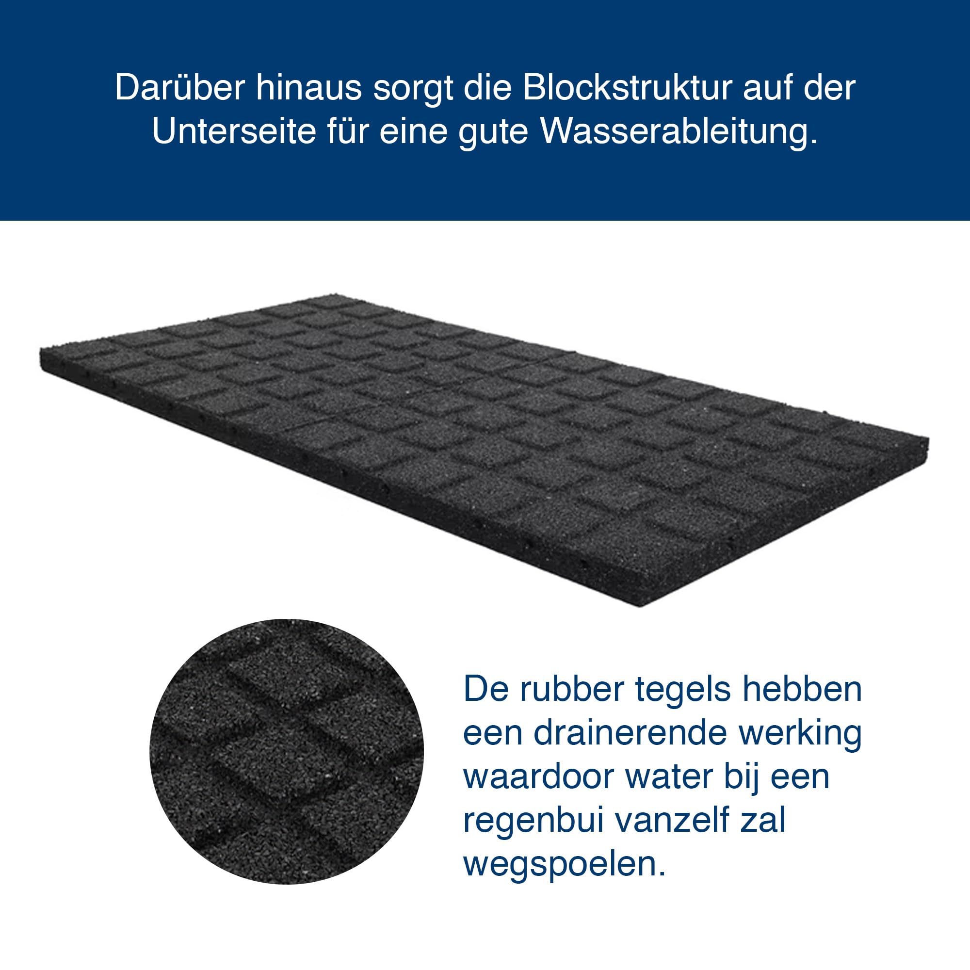Gummimatte 50x100 cm – Antivibrationsmatte 30 mm – rutschfeste, Wetterbeständige Gummiplatte für Waschmaschine, Flachdach, Balkon, Gehweg & Spielplatz – Schalldämmende Bodenmatte