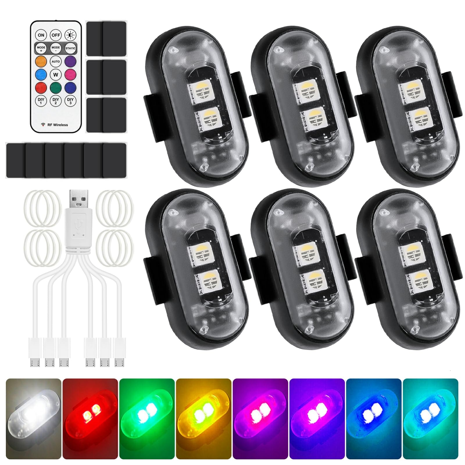 Lampe Stroboscopique LED Pour Drone/vélo/voiture RC - 8 Couleurs, Télécommande, étanche - Améliore La Visibilité Et Le Style - 7