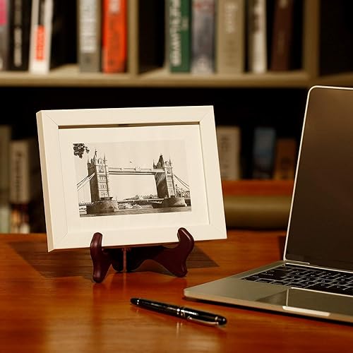 Miniatura 3 de Tatuo Paquete de 4 caballetes de madera para soporte de placa (5 pulgadas, rojo)