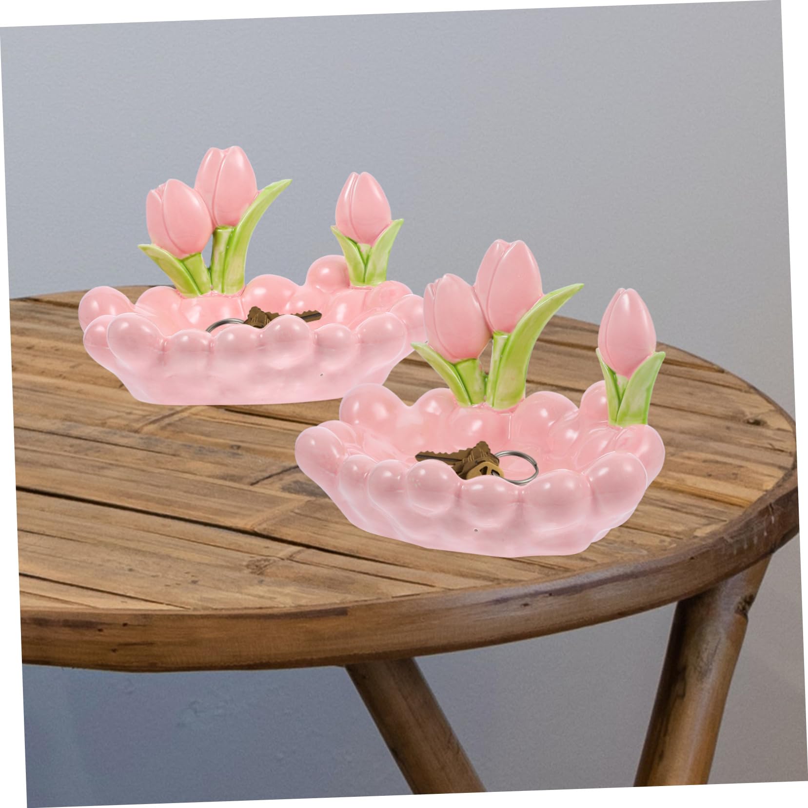 Keramik Schmuckschale Tulpenform Rosa für Ring und Schlüsselablage