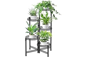 5-Tier Wrought Iron Plant Stand for Indoor and Outdoor Use
