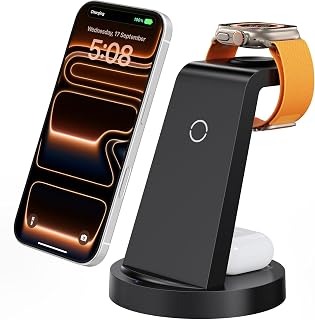Anlmz 3-in-1 Wireless Charging Station for iPhone 16/15/14, Apple Watch Series 10, AirPods Pro - Fast Charge 3 Devices with 18W Adapter