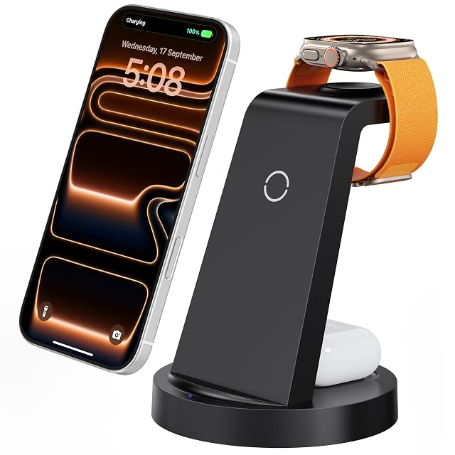 Anlmz 3 in 1 Charging Station for iPhone Wireless Charger for iPhone 17 16e 16 15 14 13