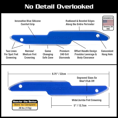 Miniatura 2 de MusicNomad MN850 - Lima de coronación de trastes de guitarra con revestimiento de diamante, zona segura y herramienta de luthier (lima S)