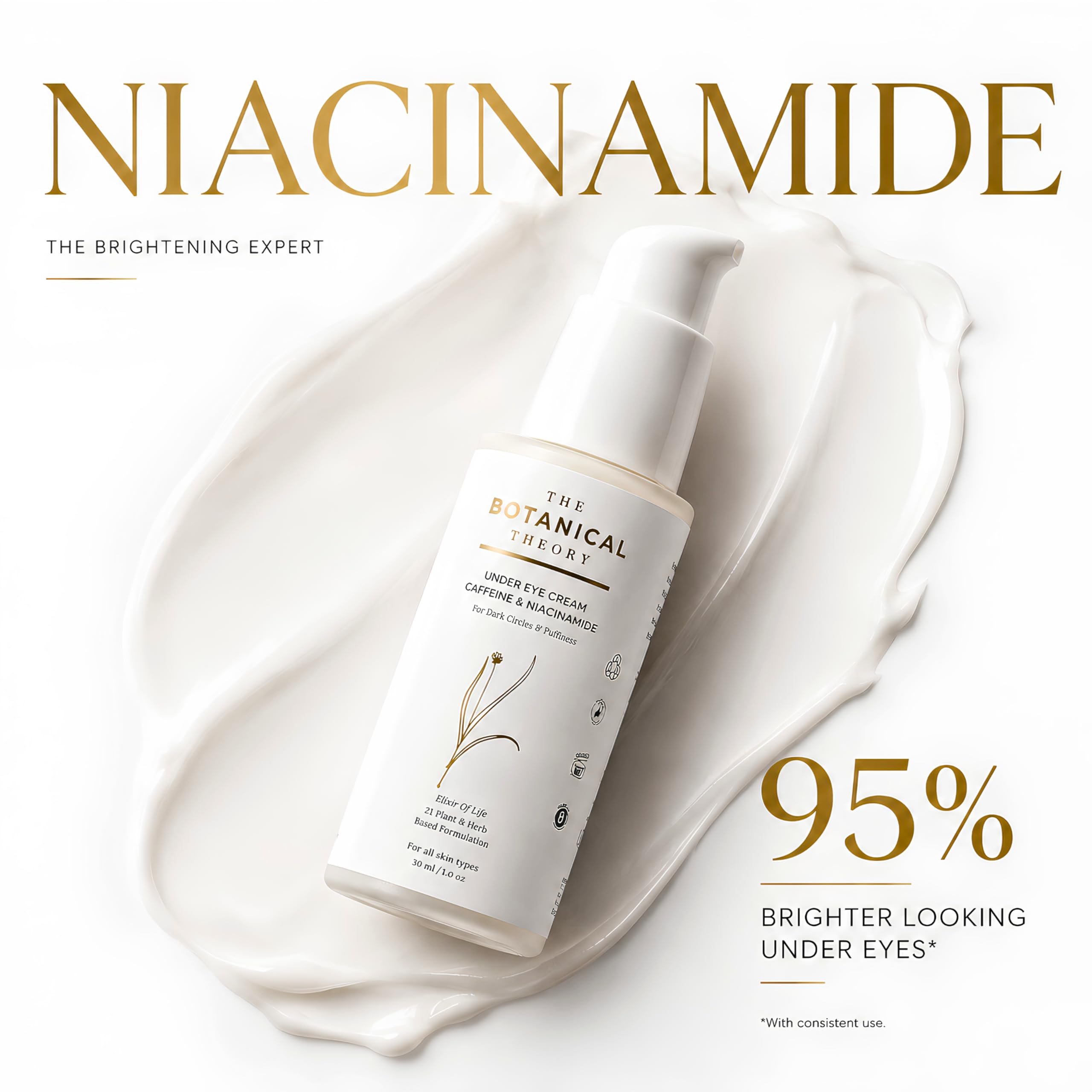 Under Eye Cream with Caffeine & Niacinamide | Reduces Dark Circles, Puffiness & Fine Lines | Hyaluronic Acid & Vitamin E | Hydrating Eye Cream | All Skin Types | Men & Women - 30 ML — Amazon image 6