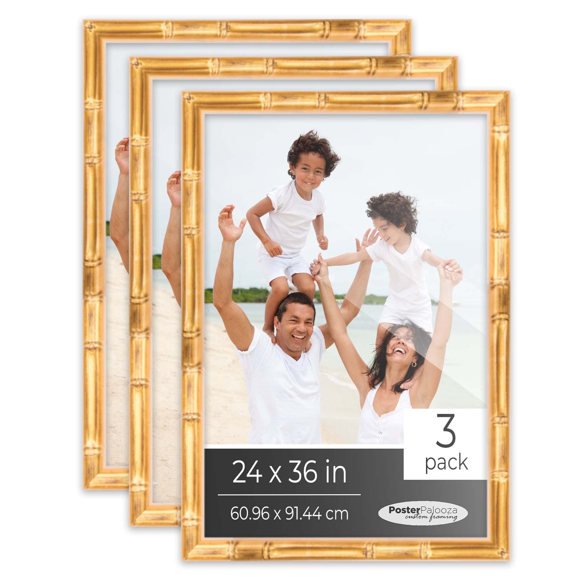 1枚フレームレス120×80キャンパス   、3DアートGOLD金箔使用 Amazon.com - Poster Palooza Pack of 3 Gold Bamboo 24x36 Picture