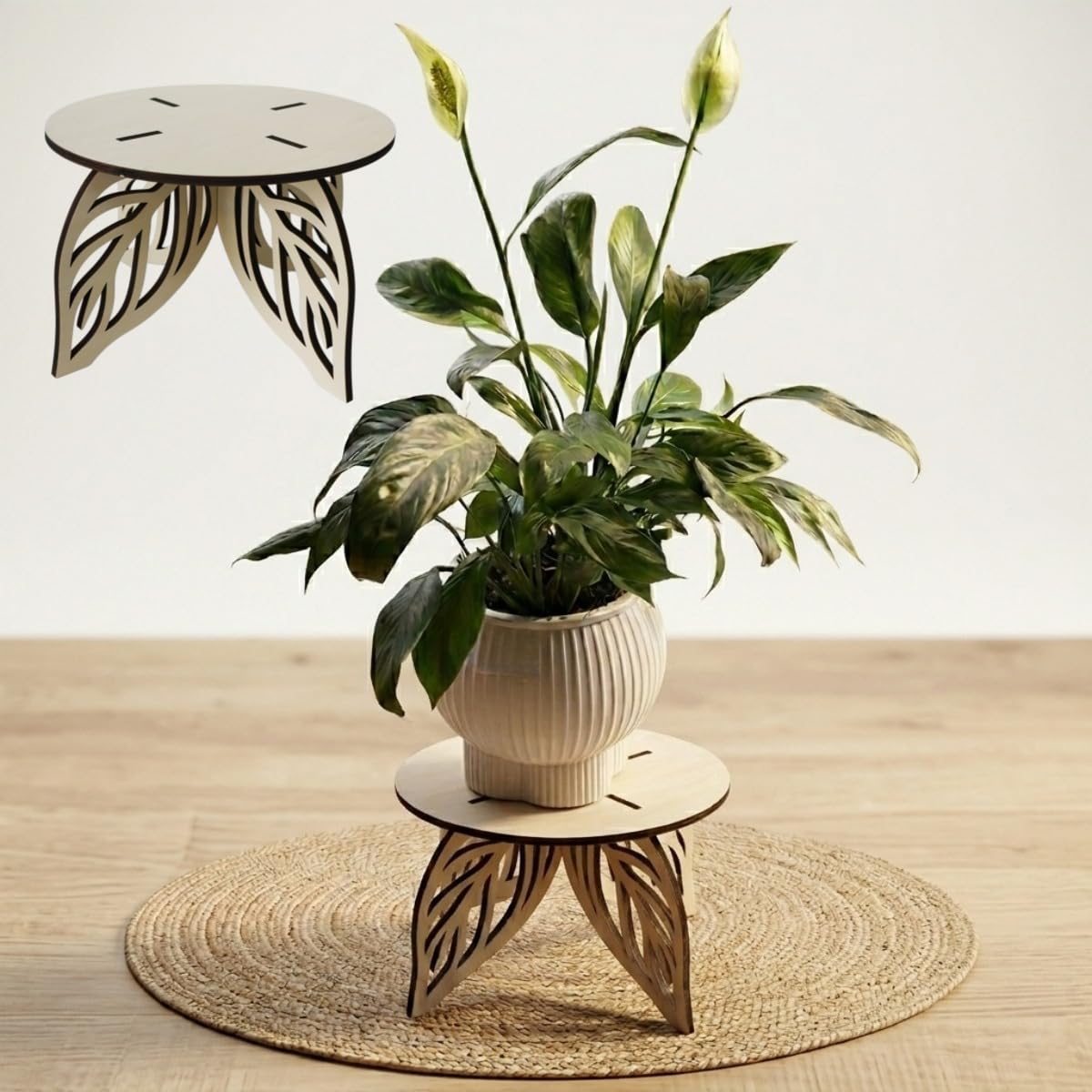 Amazon.co.jp: 7.9インチの木製植物スタンド、ミッドセンチュリー