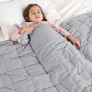 Kivik Weighted Blanket 7 lbs, 41" x 60" Grey Weighted Blankets for Small Single/Twin Size Bed, All-Season Breathable Soft Heavy Blanket for Travel, Calming & Sleep, Washable