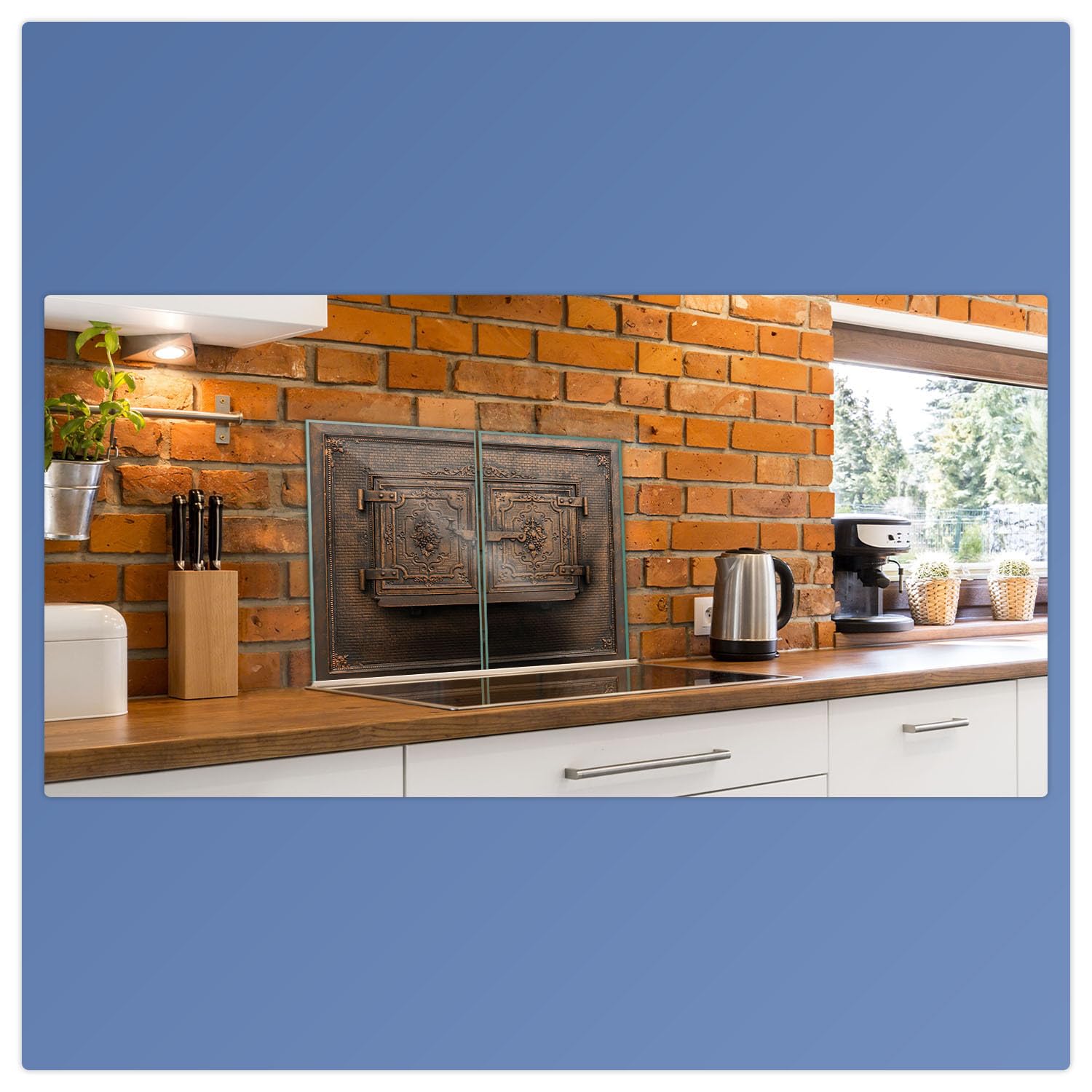 Herdabdeckplatte Abdeckung Ceranfeld Abdeckplatte Schneidebrett 2-Teilig 80x52 Textur Braun Spritzschutz Glasplatte Ceranfeldabdeckung Schutz Herdschutz Sicherheitsglas Glasschneidebrett 2x40x52