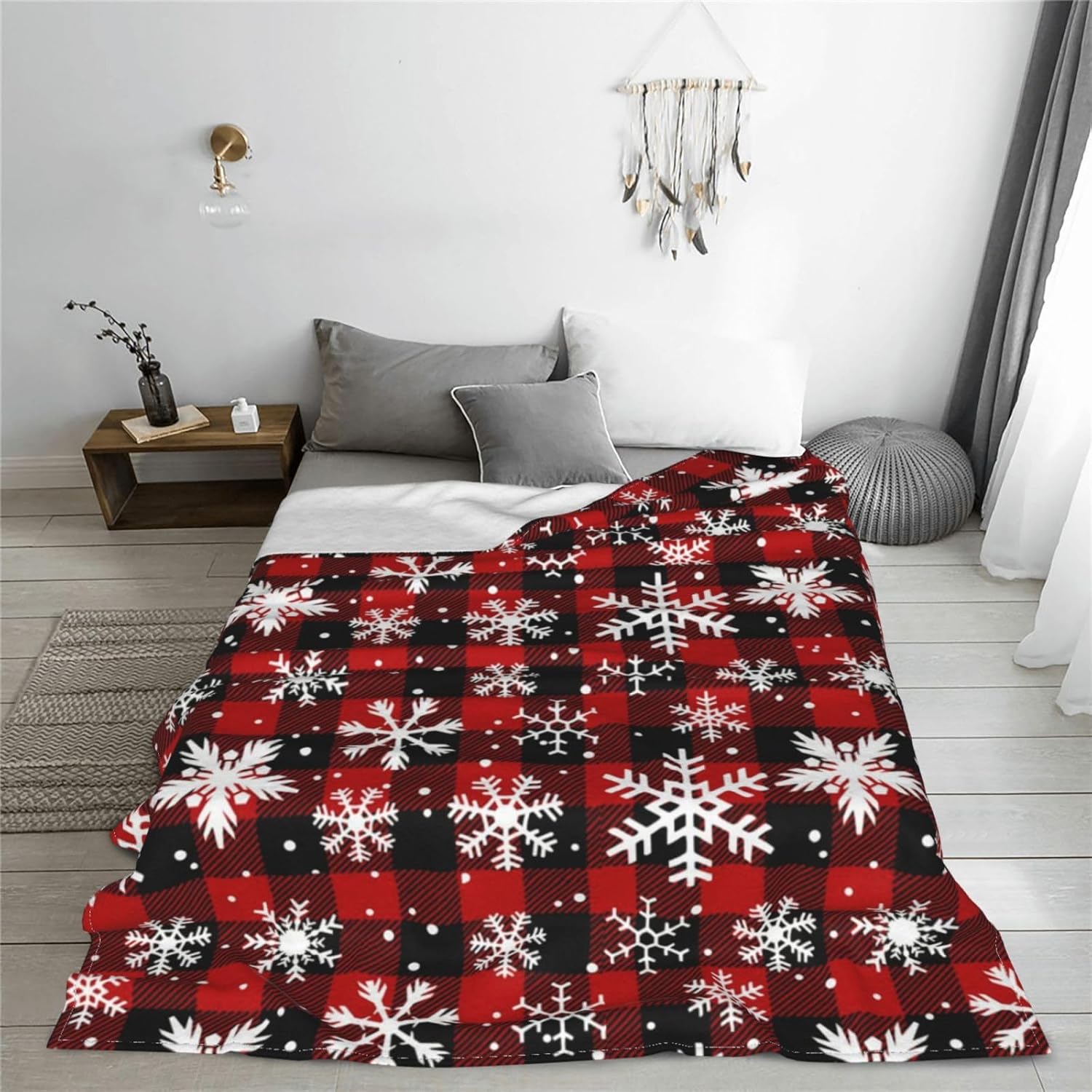 Christmas Red Plaid Fleece Blanket Ultra Soft Plush Cozy Xmas Home Decor Throw Blanket for Bed, Sofa, Couch 50"x 40" - Image 6