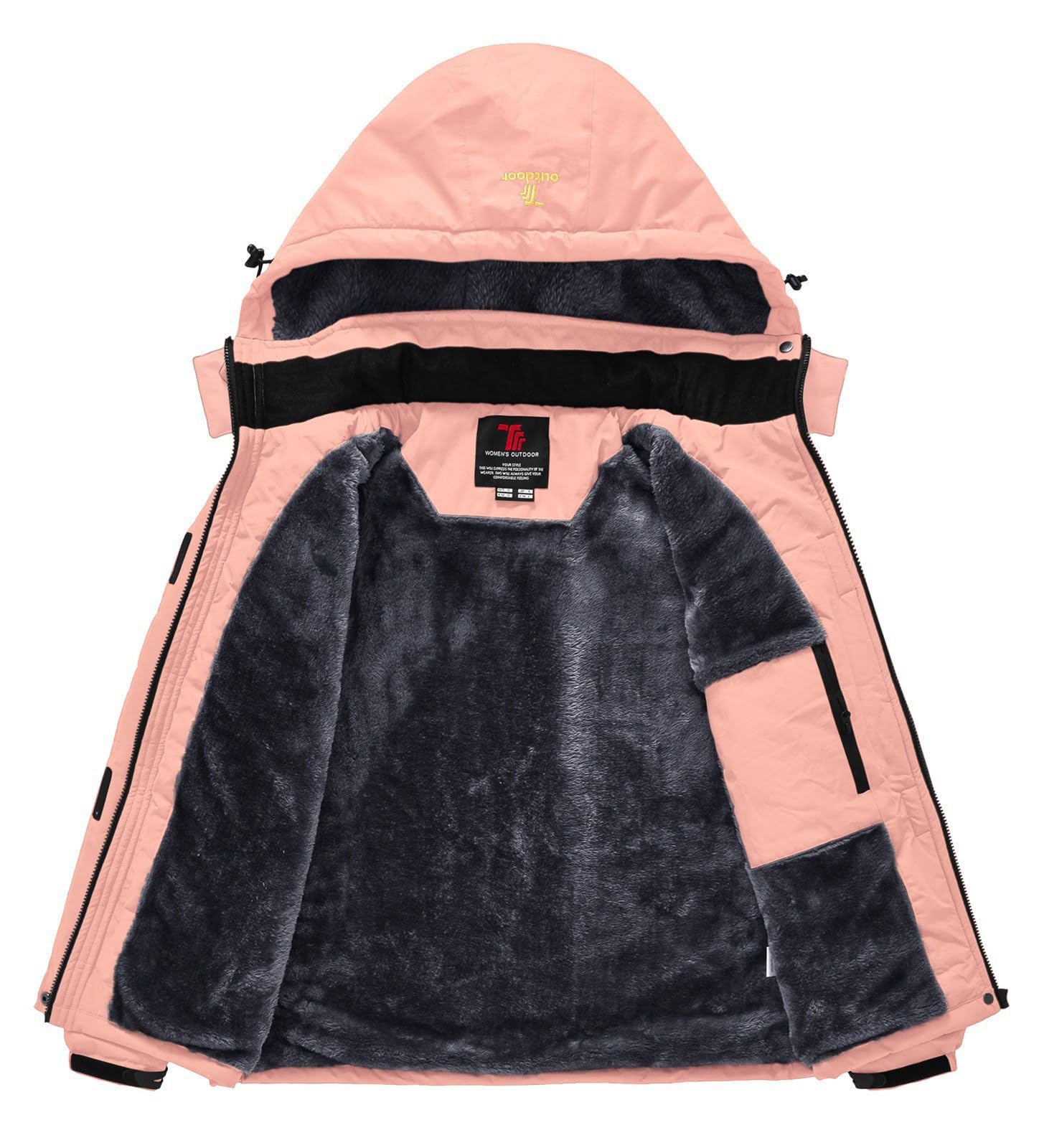 Rdruko Skijacke Damen Warme Winterjacke Gefüttert Verdickt Softshelljacke Wasserdicht Snowboardjacke Atmungsaktiv mit Abtrennbarer Kapuze