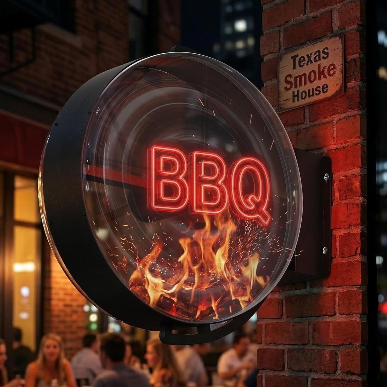 Letrero holográfico 3D Personalizado de Doble Cara con Ventilador,para Negocios.Pantalla LED holográfica 3D Resistente al Agua para Exteriores, Ideal para restaurantes,Salones de Belleza 50cm
