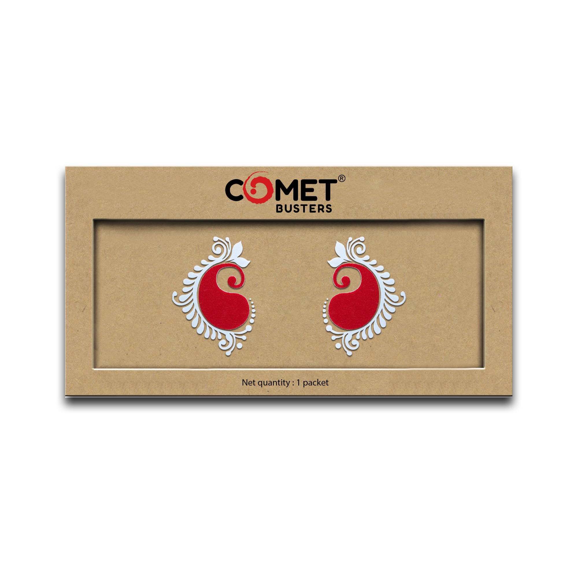 Comet Busters Alta Hand Kolka Traditional Bengali Hand Bindi (40mm) for Women & Girls | Wedding, Durga Puja (CKOLKA012)-image-1