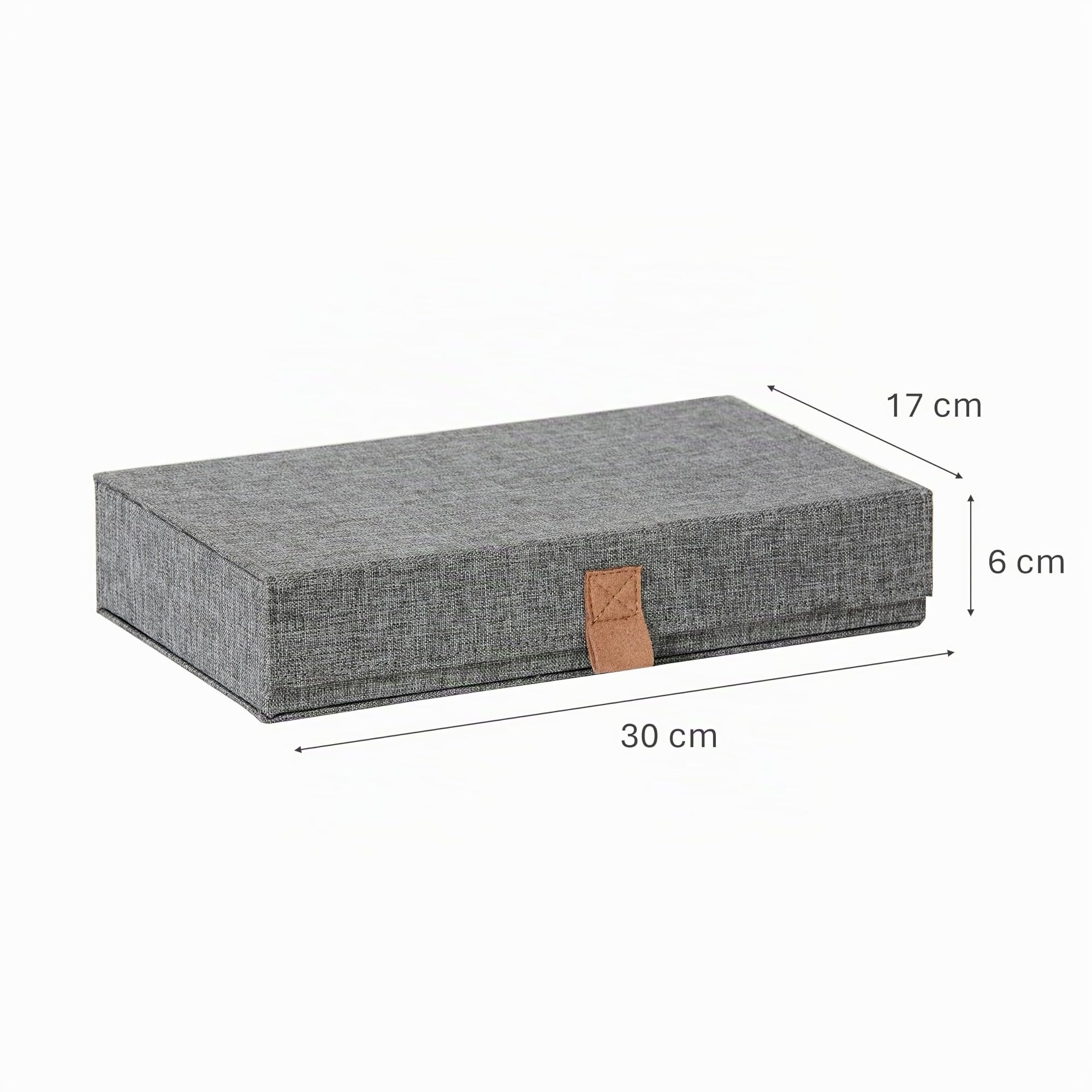 Love IT Store IT Premium Caja de Almacenamiento para Gafas – Caja de Gafas de Lino, Interior de Terciopelo – Reforzada con Madera – con 5 Compartimentos – Gris – 30 x 17 x 6 cm