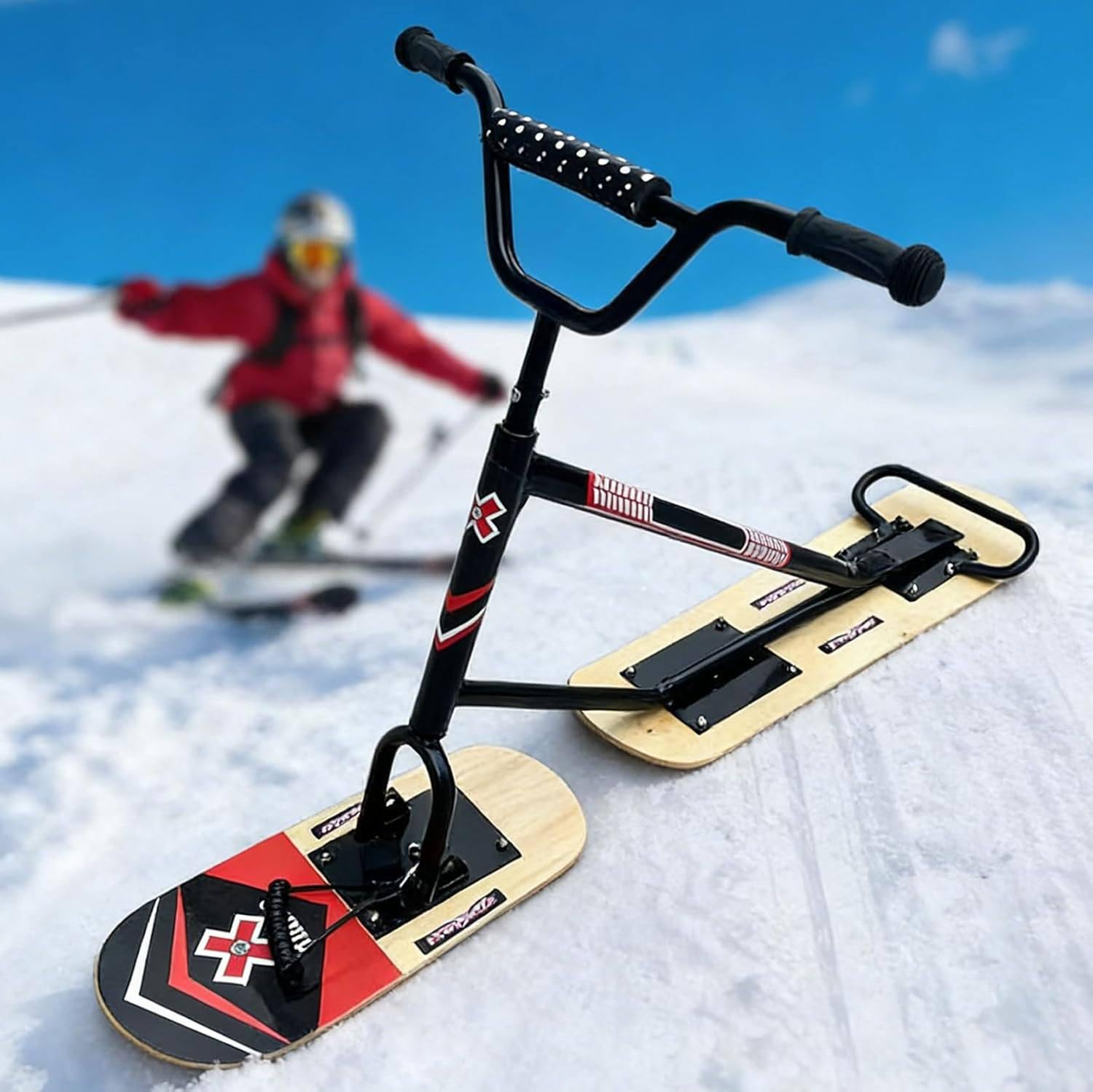 Scooter Da Neve Pieghevole Winter Fun, Slitte/Sci Da Neve Pieghevoli a 360°, Skateboard Da Neve per Adulti Con Postura Di Presa Naturale, Motoslitta Da Snowboard per Piste Battute E Backcountry B