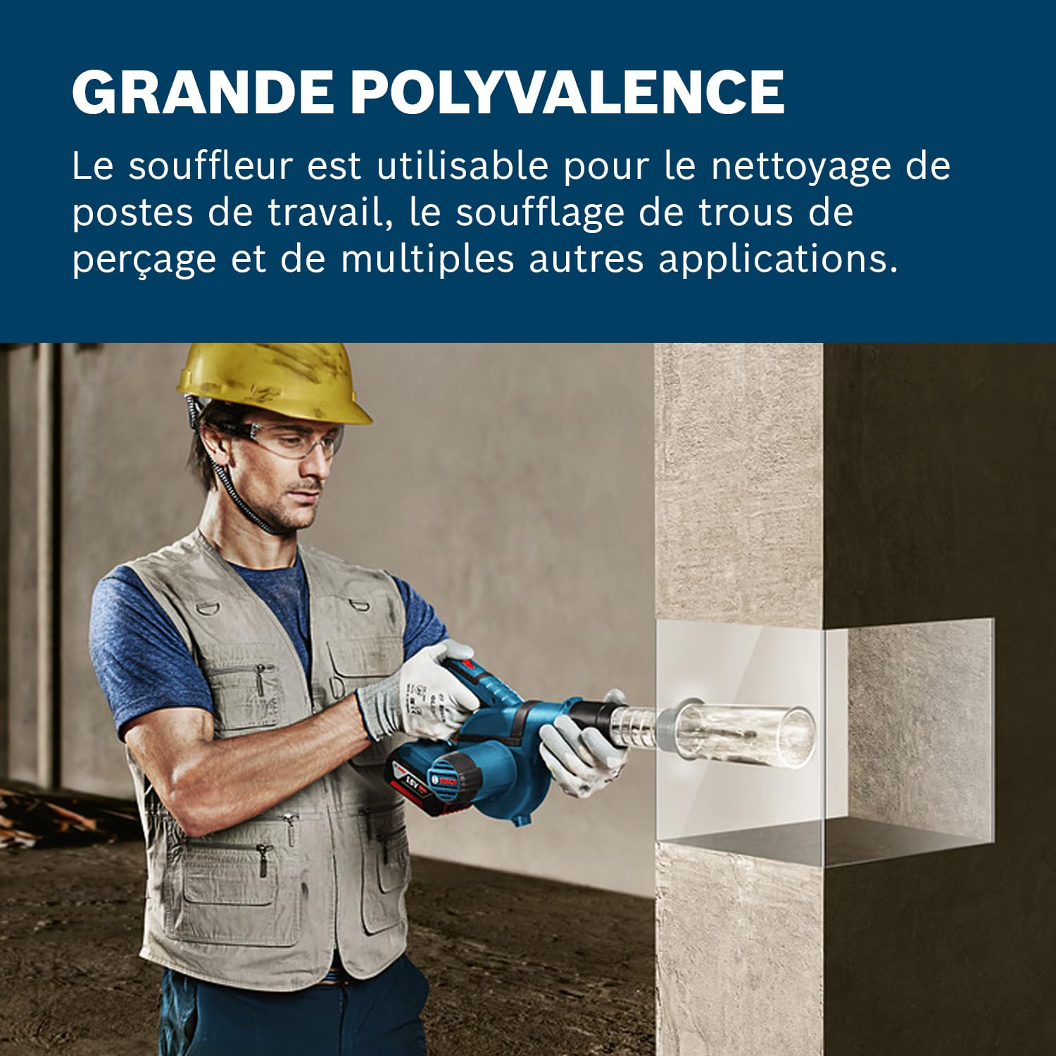 Bosch Professional 18V System souffleur sans-Fil GBL 18V-120 (avec 4 Embouts, buse Standard, Tube prolongateur, buse pour Trous de perçage, bac à poussière) - 4