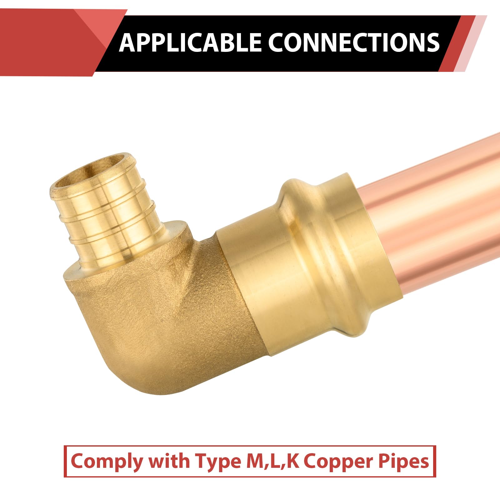 EFIELD - Prensa de 3/4 pulgadas x 3/4 pulgadas PEX B, accesorios de latón para conexión de tuberías de cobre y Pex (paquete de 5)