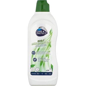 CARE + PROTECT Ecological Dishwasher Gel / Hypoallergenic / Cruelty-Free / Biodegradable / Dishwasher Detergent Degreaser and Rinse Aid / 650ml / Up to 38 Rinses