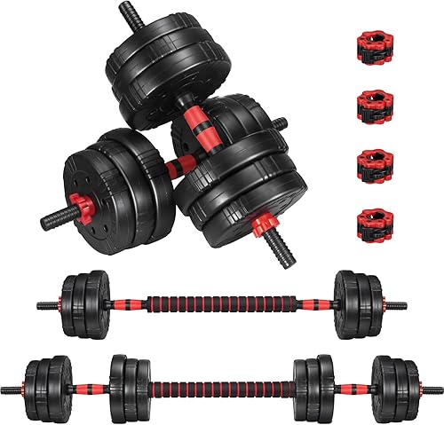 EDOSTORY Adjustable Dumbbell Set, 22446688lbs Free Weights Dumbbells for Home Gym, 4 in 1 Set, Barbell Set, Dumbbell Set, Kettlebell Set and