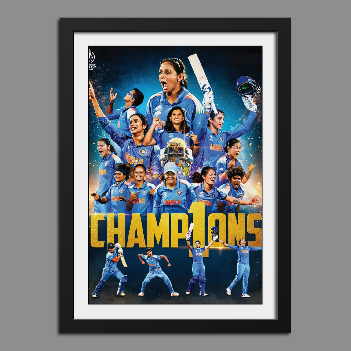 inspire TA GOAT VILLA India Womens Cricket Team Framed Laminated Poster Wall Hanging Wooden Photo Frames 12 X 9 Inches-image-11