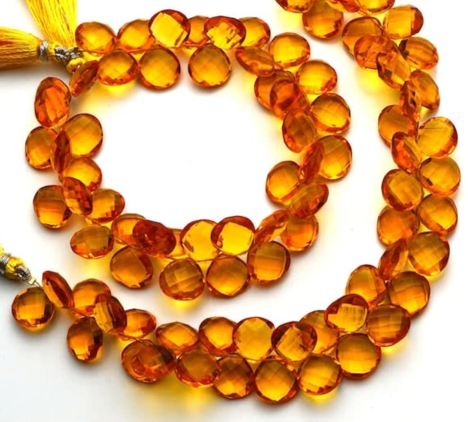Perles quartz citrine en cœur de 12mm pour créer un cadeau de Saint-Valentin unique