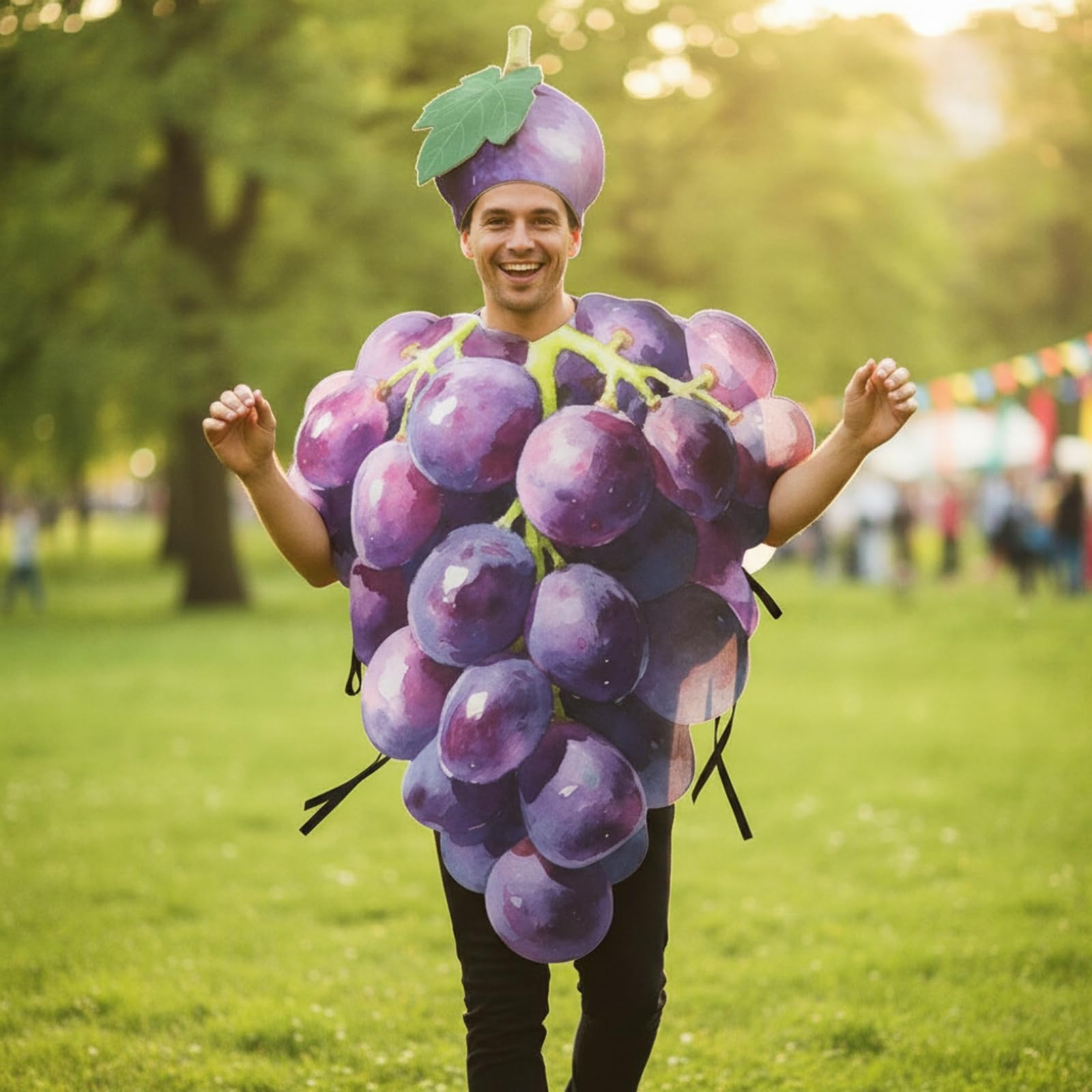 Costume da Uva con Copricapo Multifunzionale Costume da Uva Traspirante Tunica con Cappello per lloween, Servizi Fotografici