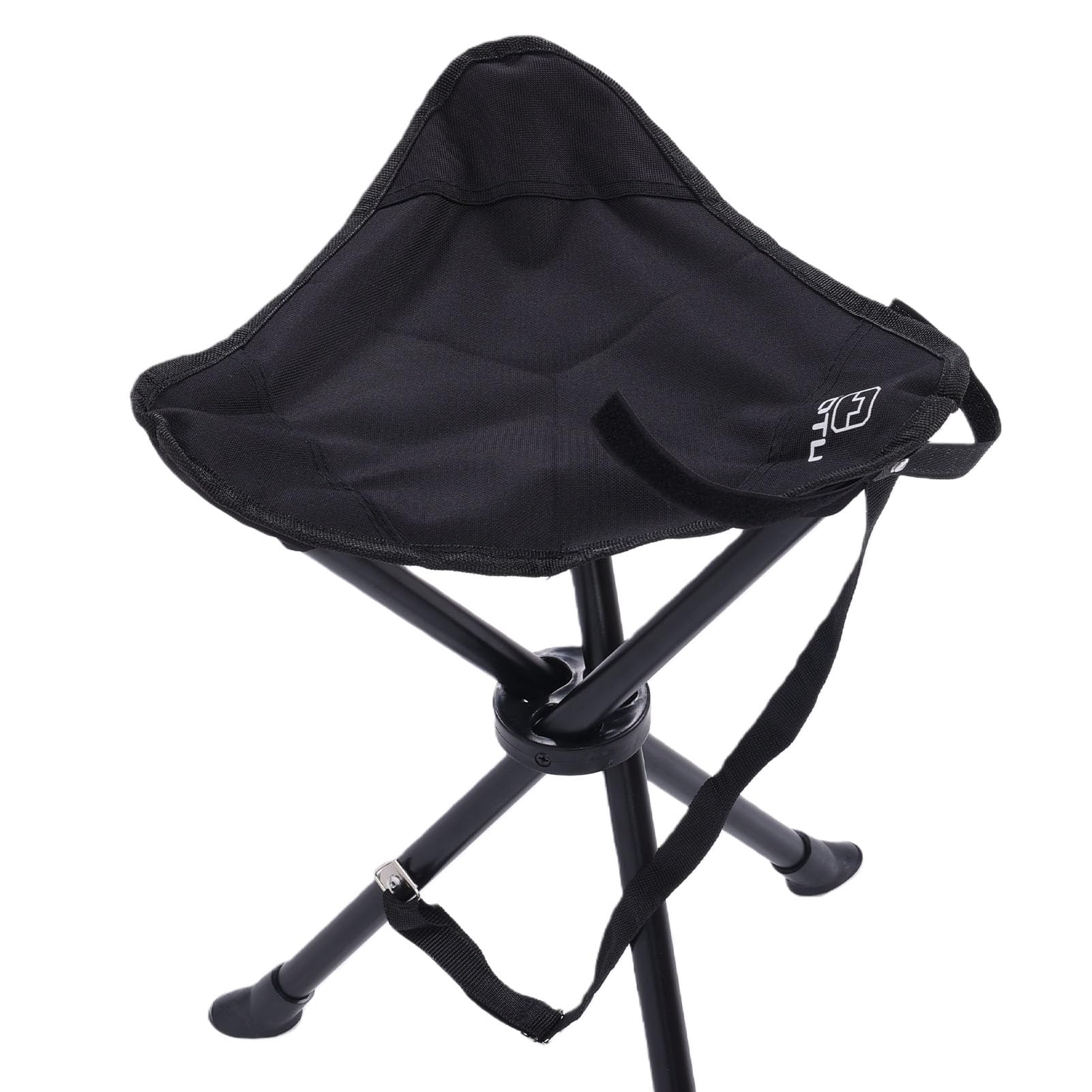 Sgabello pieghevole con treppiede, antiscivolo, portatile, sedia pieghevole per campeggio, pesca, picnic, carico 200 kg, rivestimento impermeabile in PVC (nero)