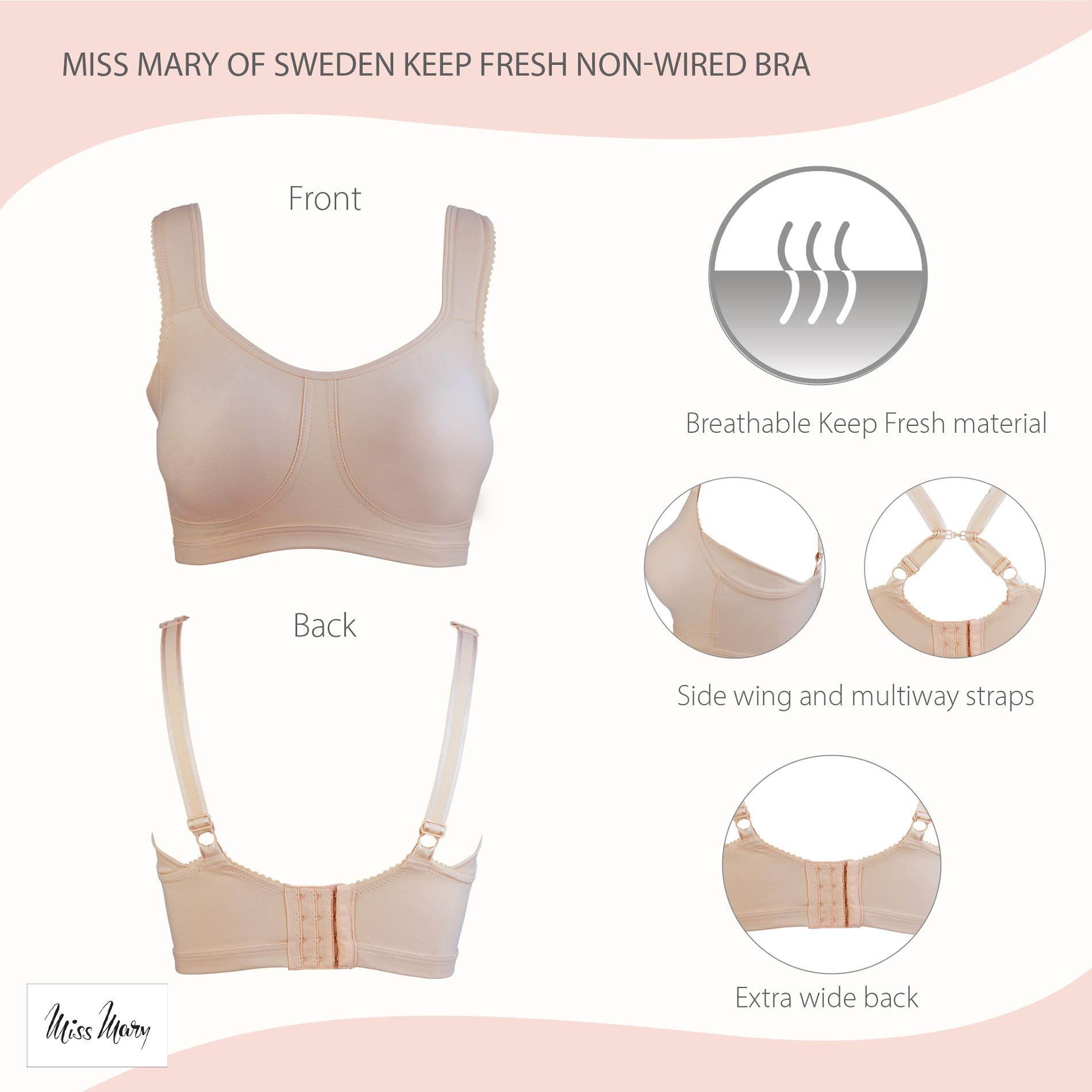 Miss Mary of Sweden Keep Fresh Sujetador Tipo Camiseta con Aros y Cobertura Total para Uso Diario
