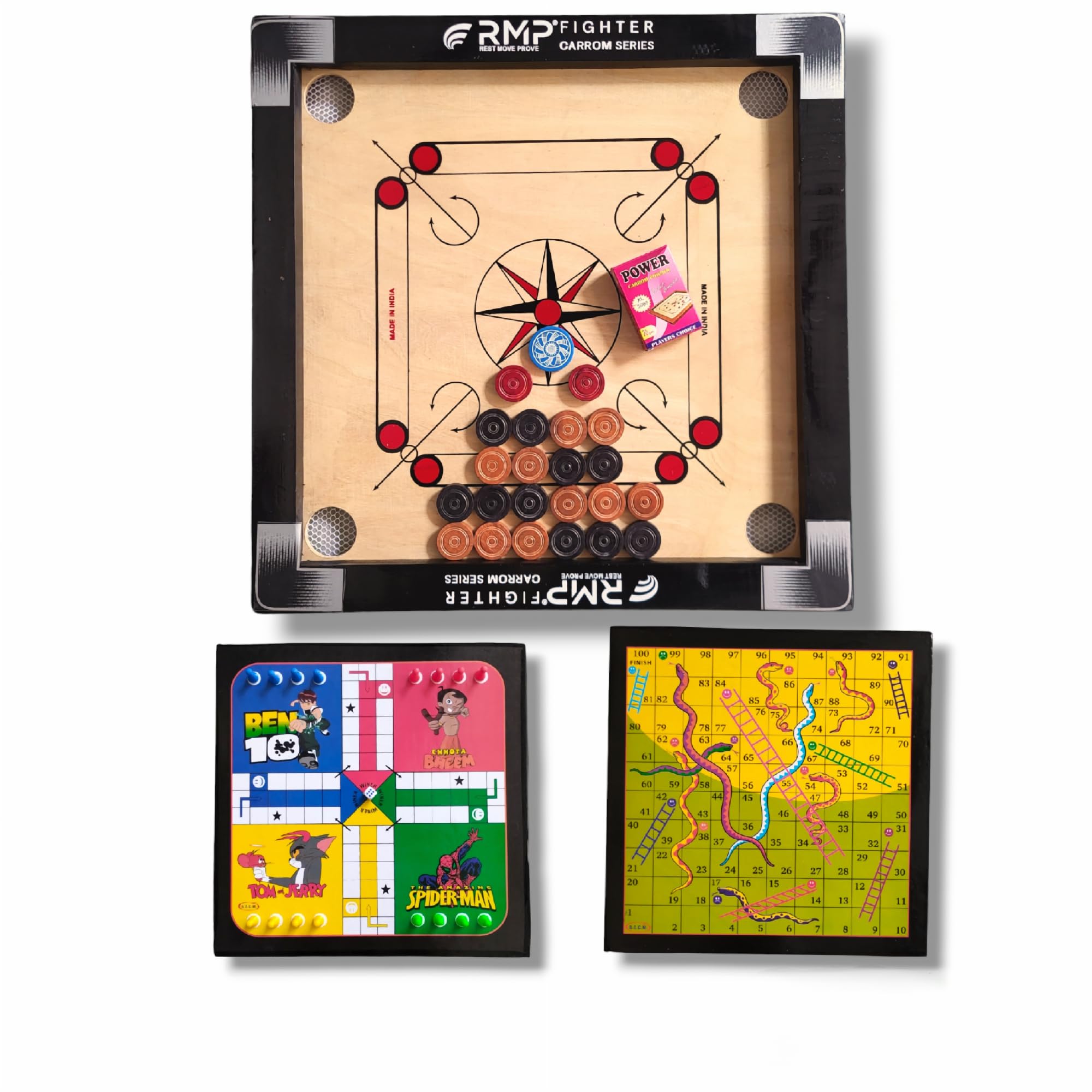 RMP Carrom Board For Kids 20 Inches, Smooth Surface, Glossy Finish With Carrom Coins, Striker 15G And Magic Boric Powder, With Ludo Board Game And Snake And Ladder Game.,Beige (B0CQVXXCP1) Amazon Price History, Amazon Price Tracker