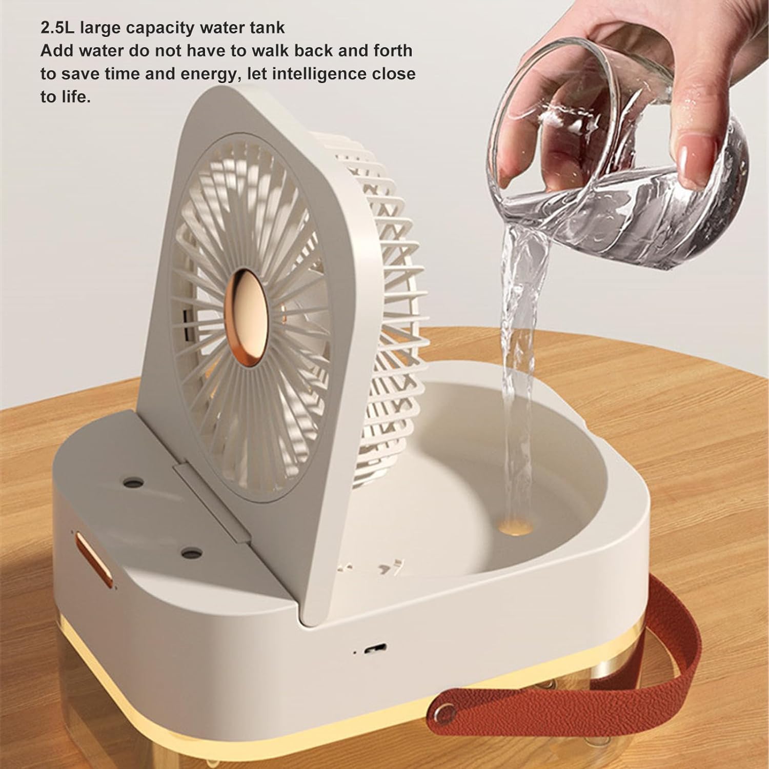 per Uso Domestico Piccolo Ventilatore umidificatore da scrivania, Mini Ventilatore umidificatore Portatile con Telecomando ABS e Doppie Porte Spray for la casa