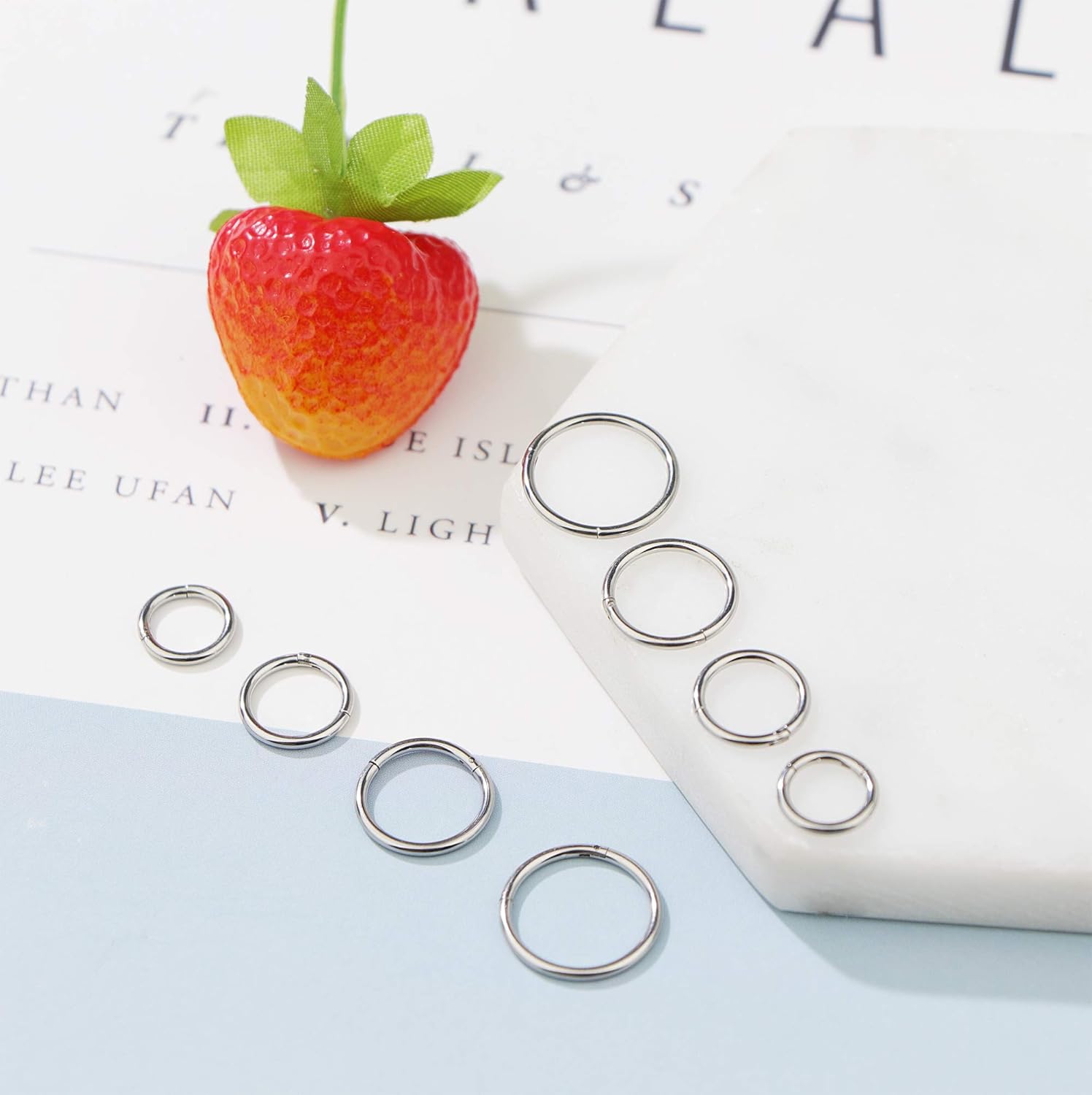 Miniatura 5 de Jstyle 8Pcs 16G Surgical Steel Hinged Clicker Segment Nose Rings Hoop Helix Cartilage Daith Tragus Sleeper Earrings Body Piercing 6-12MM Improved