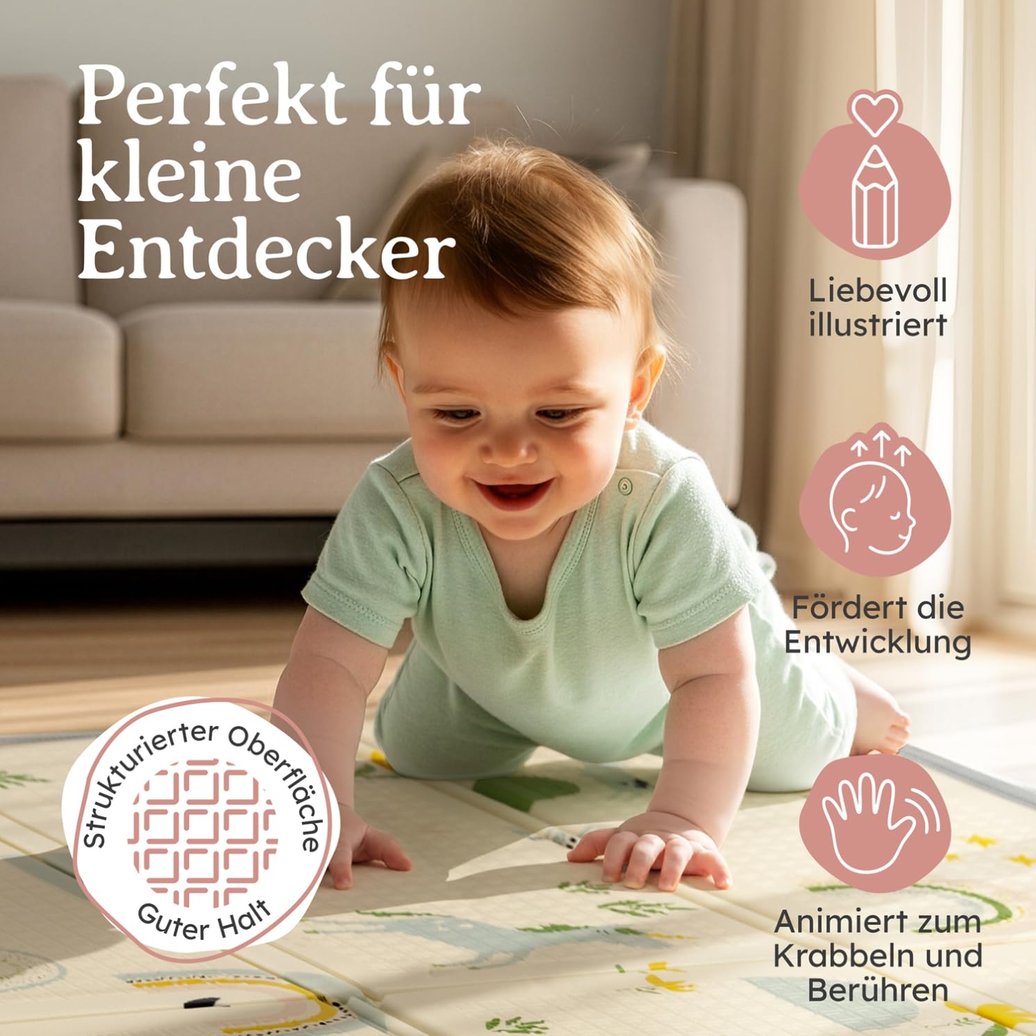 Laleni Krabbelmatte Baby 120x150x1 cm - wasserdichte Spielmatte Baby faltbar - isolierende Bodenmatte Kinder - weich & schützt vor kaltem Untergrund - Krabbeldecke outdoor & indoor - Einhorn-Motiv