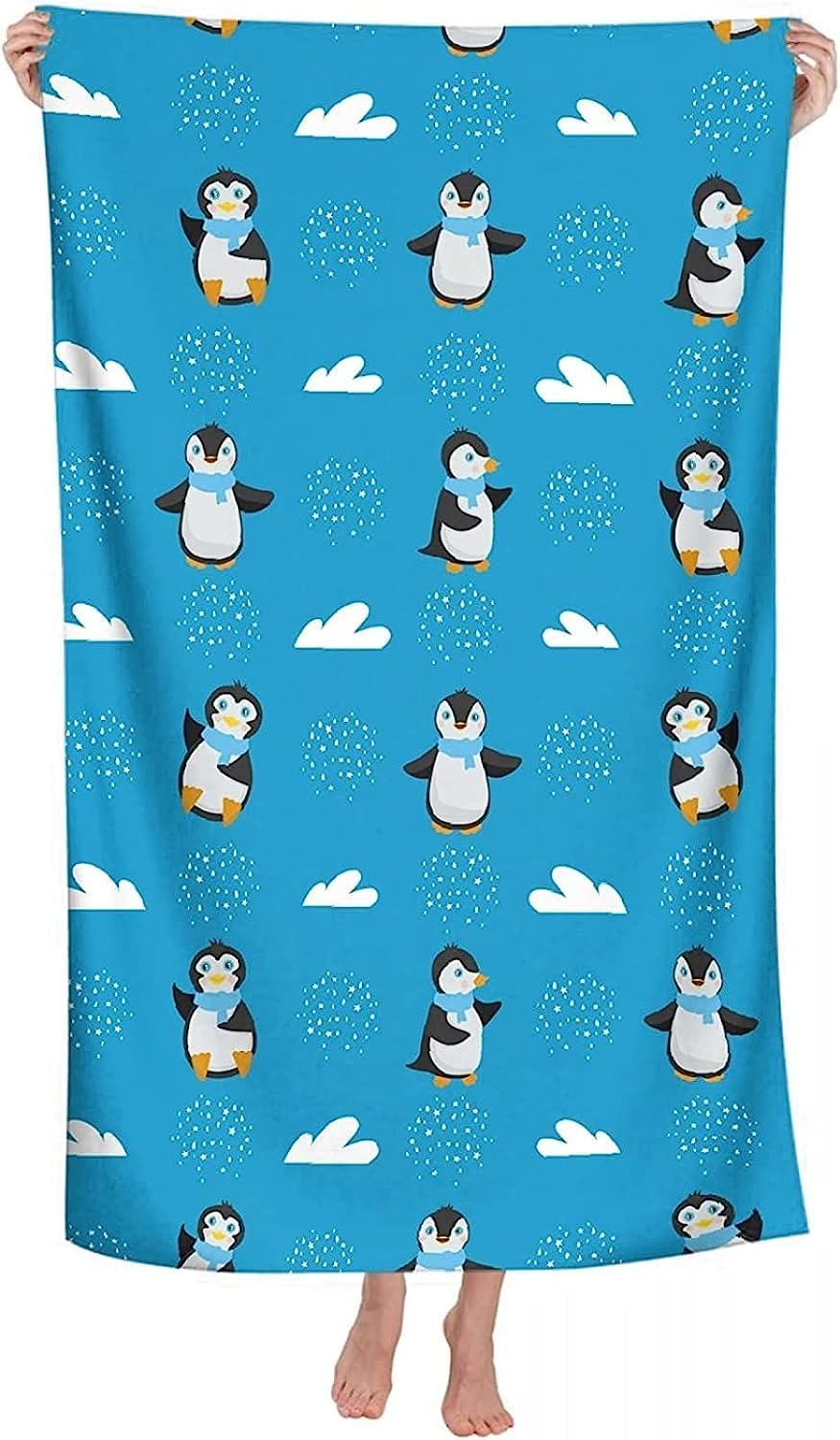 Telo Mare Microfibra Grande Pinguino Animale Dei Cartoni Animati 200 X 200 Cm, 3D Telo Mare Leggero Antisabbia Per Donna Uomo, Asciugamano Microfibra Asciugatura Rapida Per Bagno, Spiaggia, 0Q4X/J1U